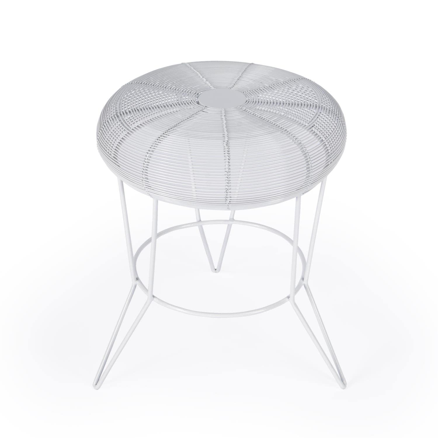 Butler Specialty Allen Decorative Bright White Wire Iron Accent Table - Small Side Table for Living Room, Bedroom, or Patio Decor
