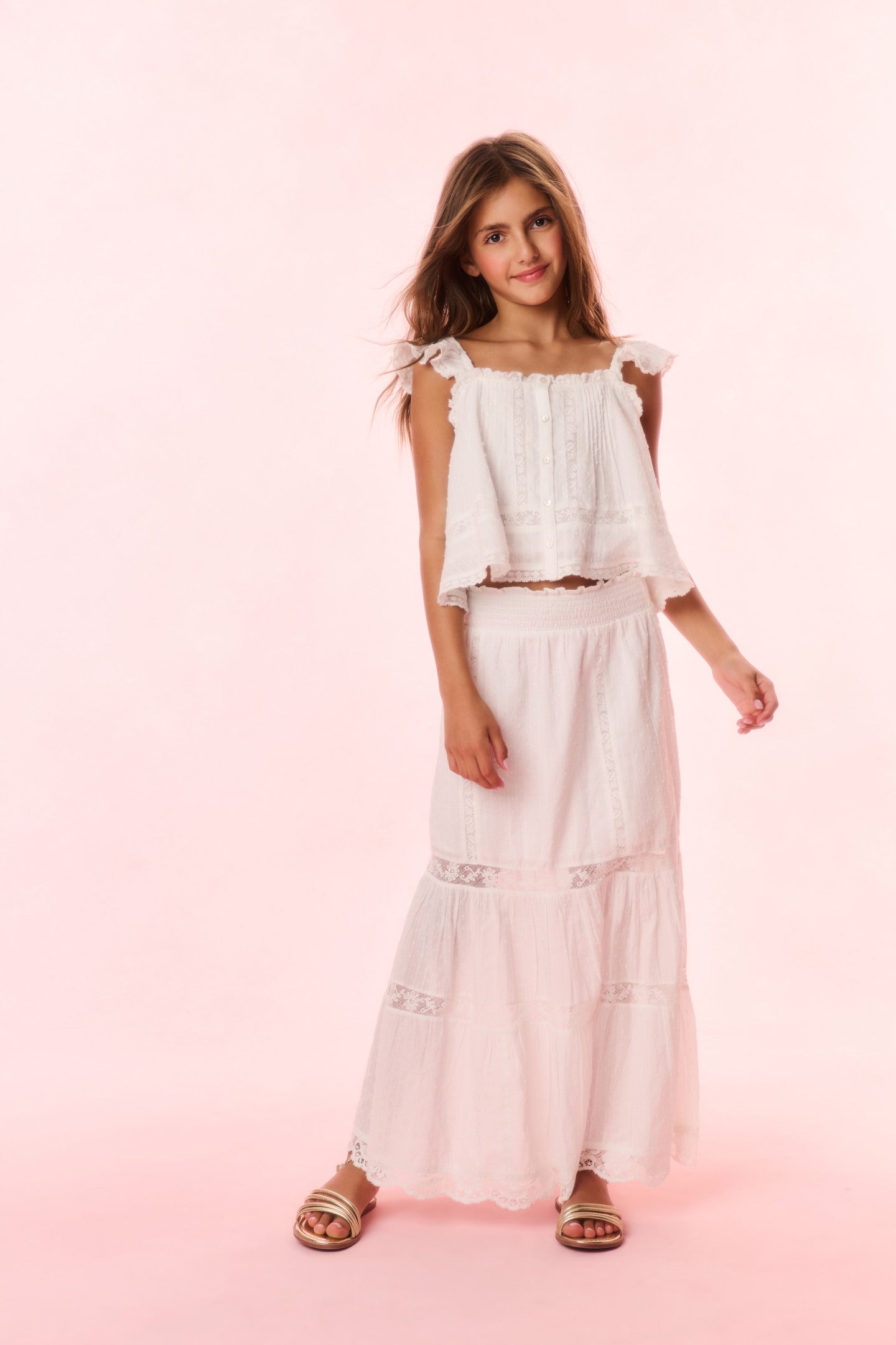 Girls Donella Cotton Lace Trimmed Skirt - Soft Comfortable Summer Dress for Kids - Perfect for Parties, School & Playtime