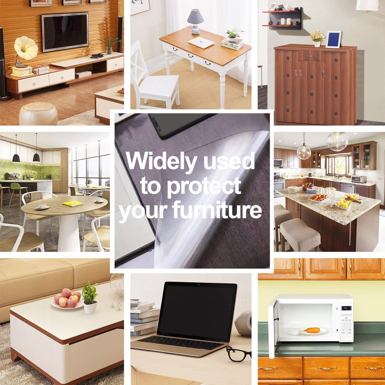 VALLEY TREE 48 x 90 Inch Clear PVC Table Cover Protector - 1.5mm Thick Waterproof Plastic Desk Mat for Dining Table, Office Desk, Crafting & Study - Perfect for Home, Office & School Use
