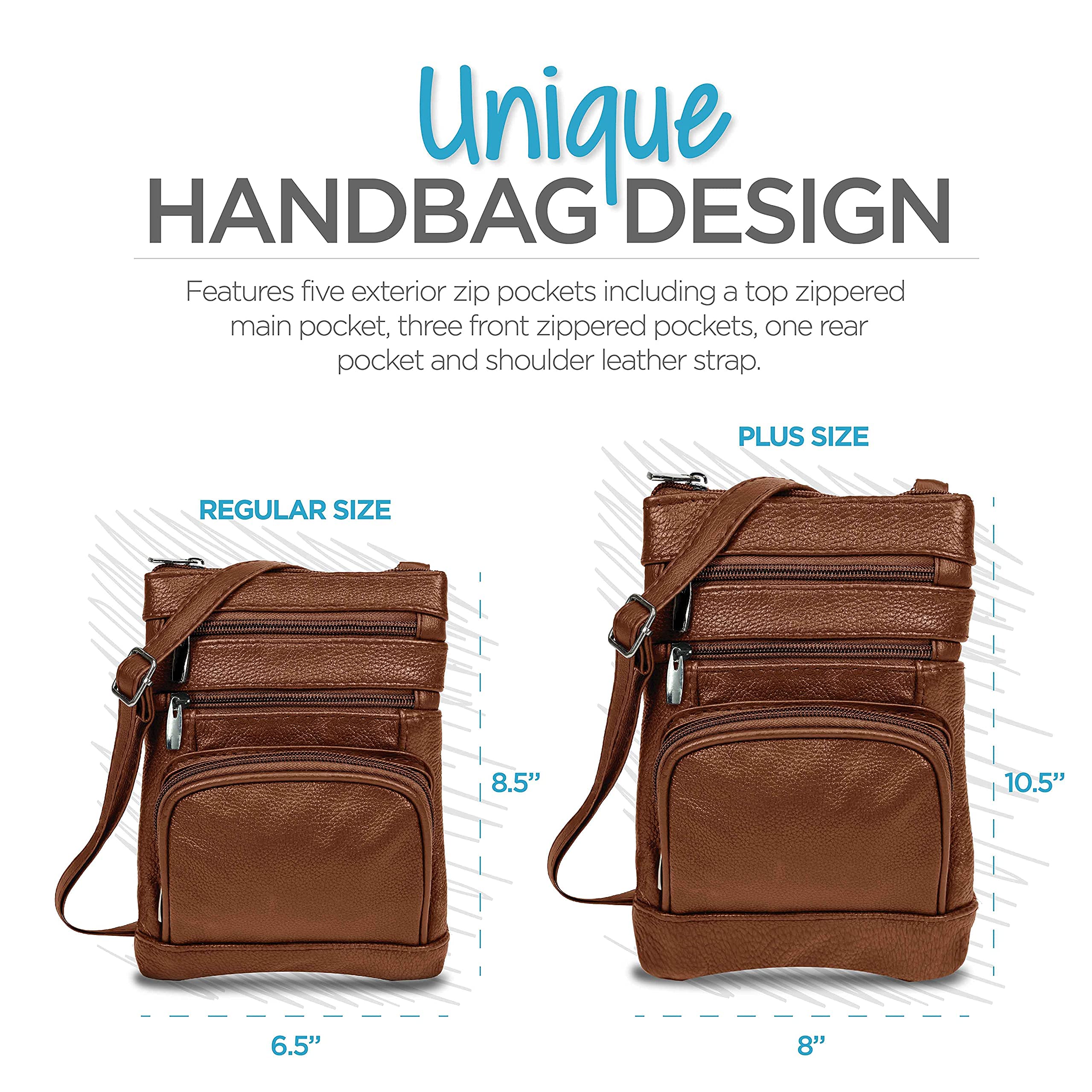 Krediz Genuine Leather Crossbody Bag for Women - Adjustable Strap, Multiple Pockets, Soft & Durable - Perfect for Travel, Shopping & Everyday Use