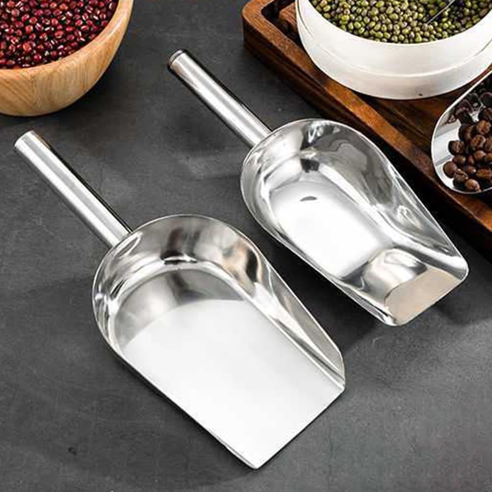 Stainless Steel Ice Scoop for Ice Maker - Large Metal Utility Scoop for Ice Cubes, Candy, Pet Food - Flat Bottom Design - Perfect for Kitchen, Bar, Restaurant & Home Use