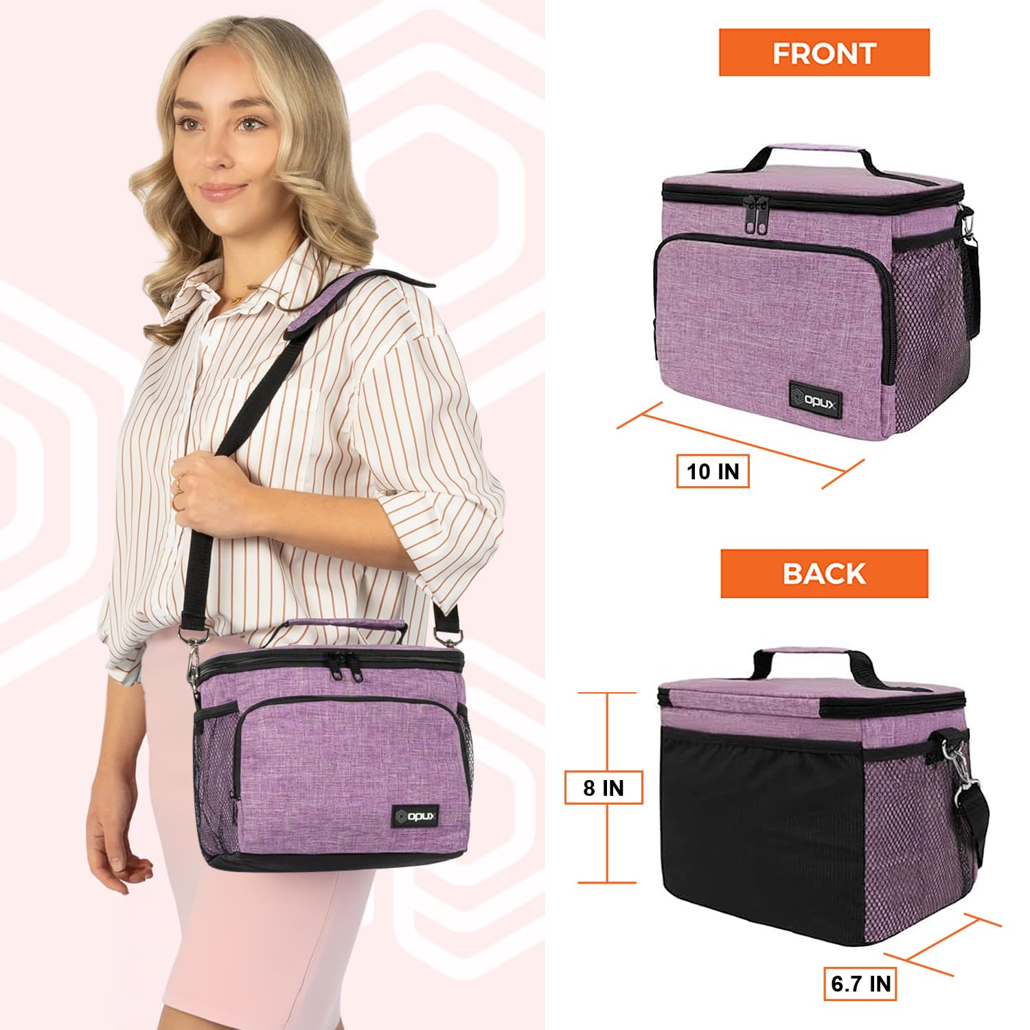 Insulated Lunch Bag for Men & Women - Leakproof Soft Lunch Box for Office, Work, School & Picnic - Shoulder Strap Cooler Bag for Kids, Adults, Boys & Girls - Medium Lunch Tote in Heather Purple - Perfect for Meal Prep, Daily Commute & Outdoor Activities