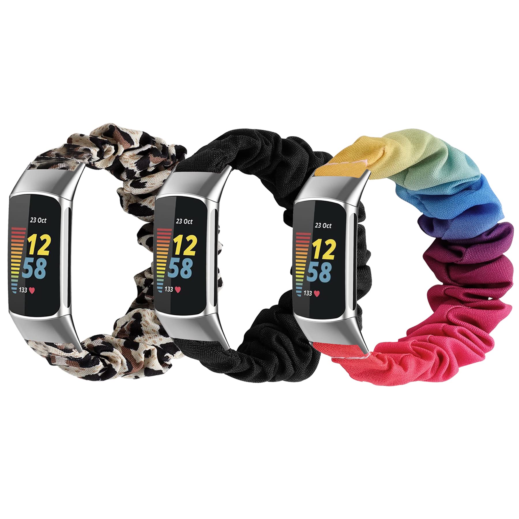 Soft Fabric Scrunchie Watch Bands Compatible with Fitbit Charge 5 - Elastic Replacement Wristbands for Women, Stylish & Comfortable Fitness Accessory - Perfect Gift for Birthday, Workout & Daily Wear