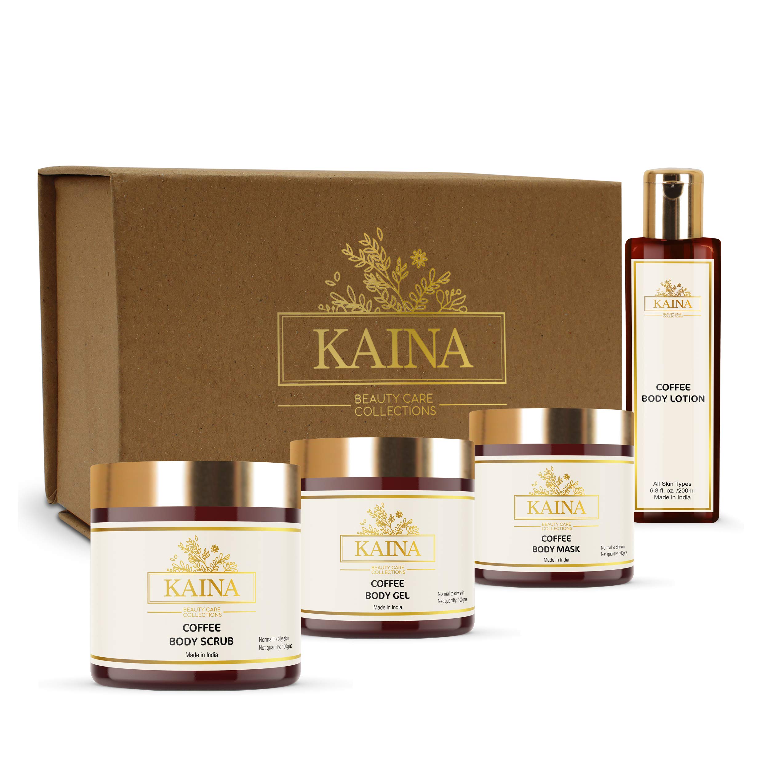 Organic Coffee Body Polishing Kit for Skin Nourishment & Tan Removal | Exfoliating Body Scrub, Gel, Mask & Lotion Set | Deep Moisturizing & Brightening Treatment | Perfect for Spa Day, Self-Care Routine & Gift Giving