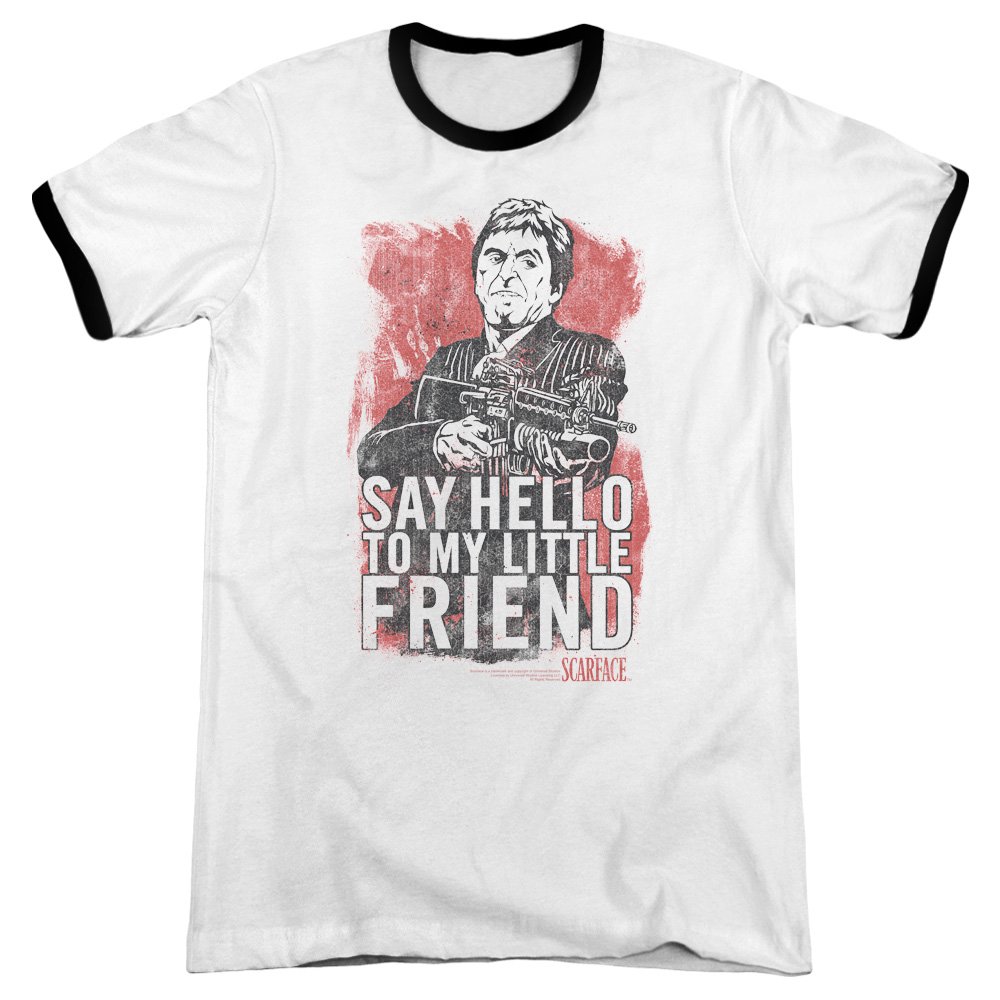 Scarface 1983 Movie Drug Crime Drama Little Friend Graphic T-Shirt - Vintage Al Pacino Tee for Men & Women - Perfect for Movie Fans, Halloween Costumes & Casual Wear