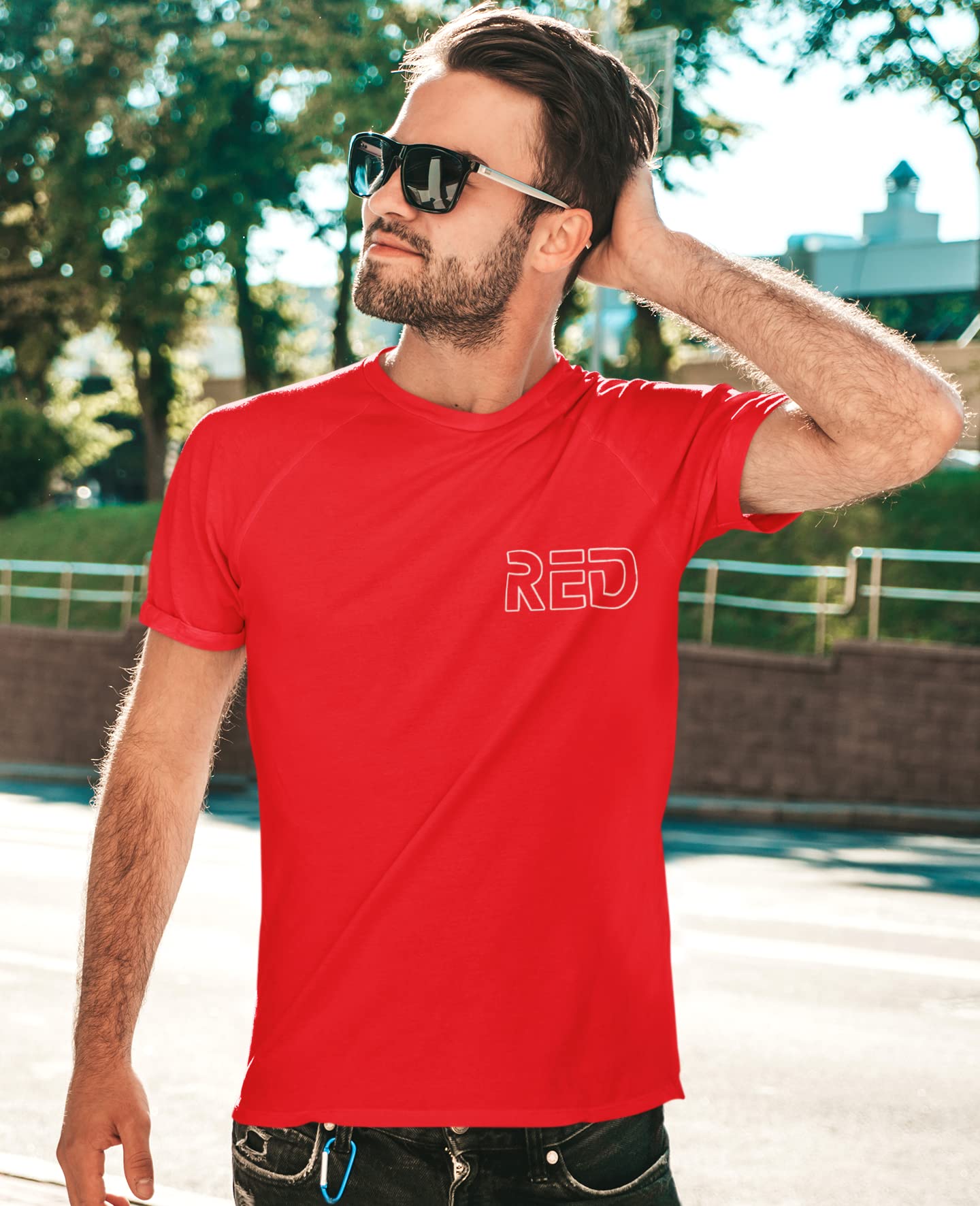 Premium Unisex Red Cotton T-Shirt - Handmade Crew Neck Fitted Tee with Logo - Perfect for Casual Wear, Street Style & Everyday Outfits