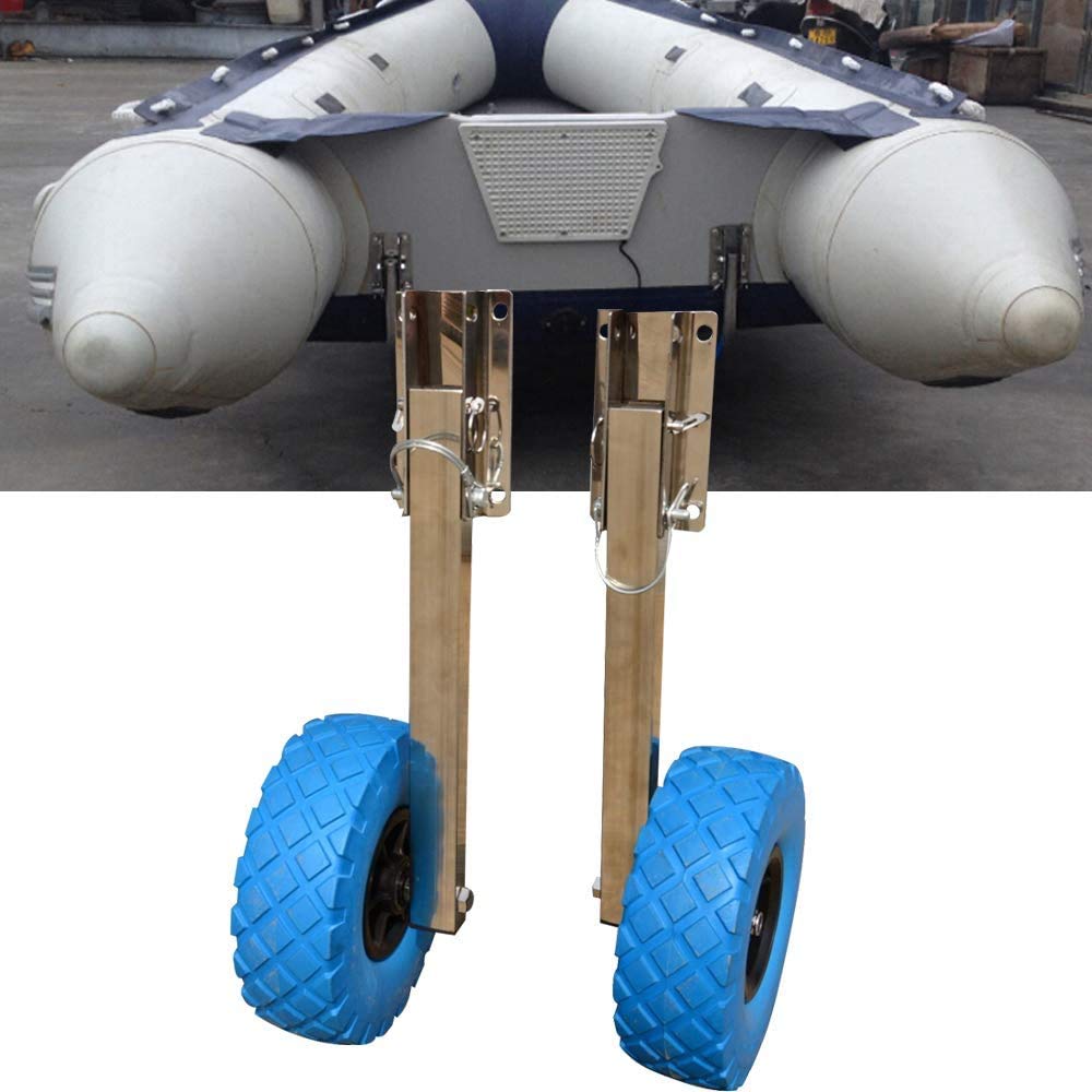 **Heavy Duty Folding Boat Launching Wheels - Aluminum Transom Wheels for Dinghy & Inflatable Boats (160kg Capacity) - Easy Boat Dolly Tires for Beach, Marina & Water Sports**