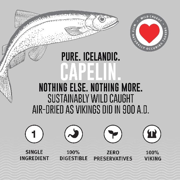 Premium Icelandic Capelin Whole Fish Cat Treats - Natural, High-Protein Snack for Cats - Perfect for Training, Rewards & Dental Health