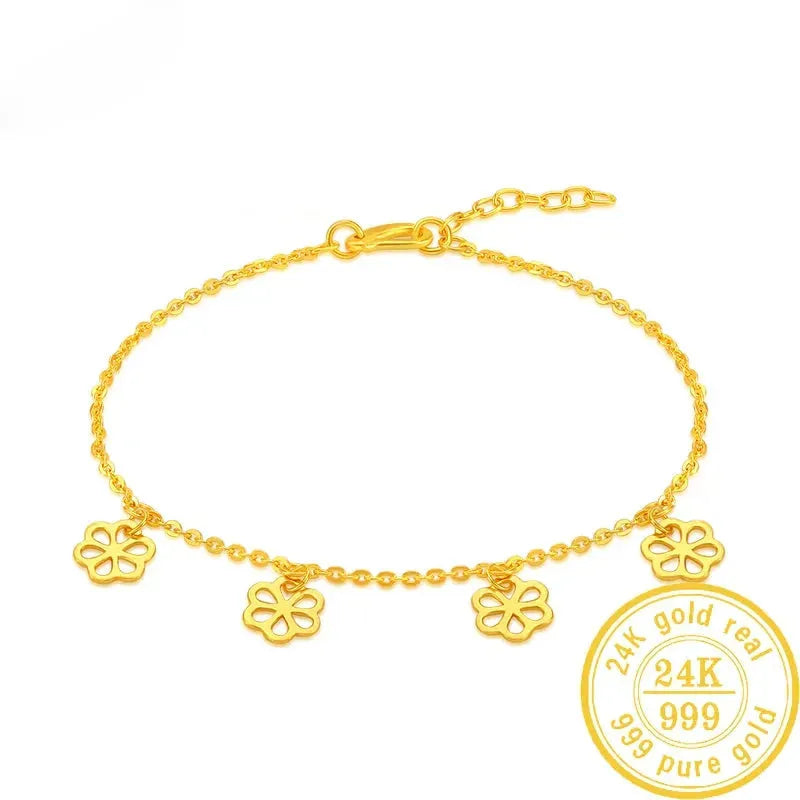 24K Pure Gold Bracelet 999 Solid Gold Bangle - Upscale Romantic Classic Jewelry for Women | Perfect for Weddings, Anniversaries & Special Occasions | Hot New 2023 Trend