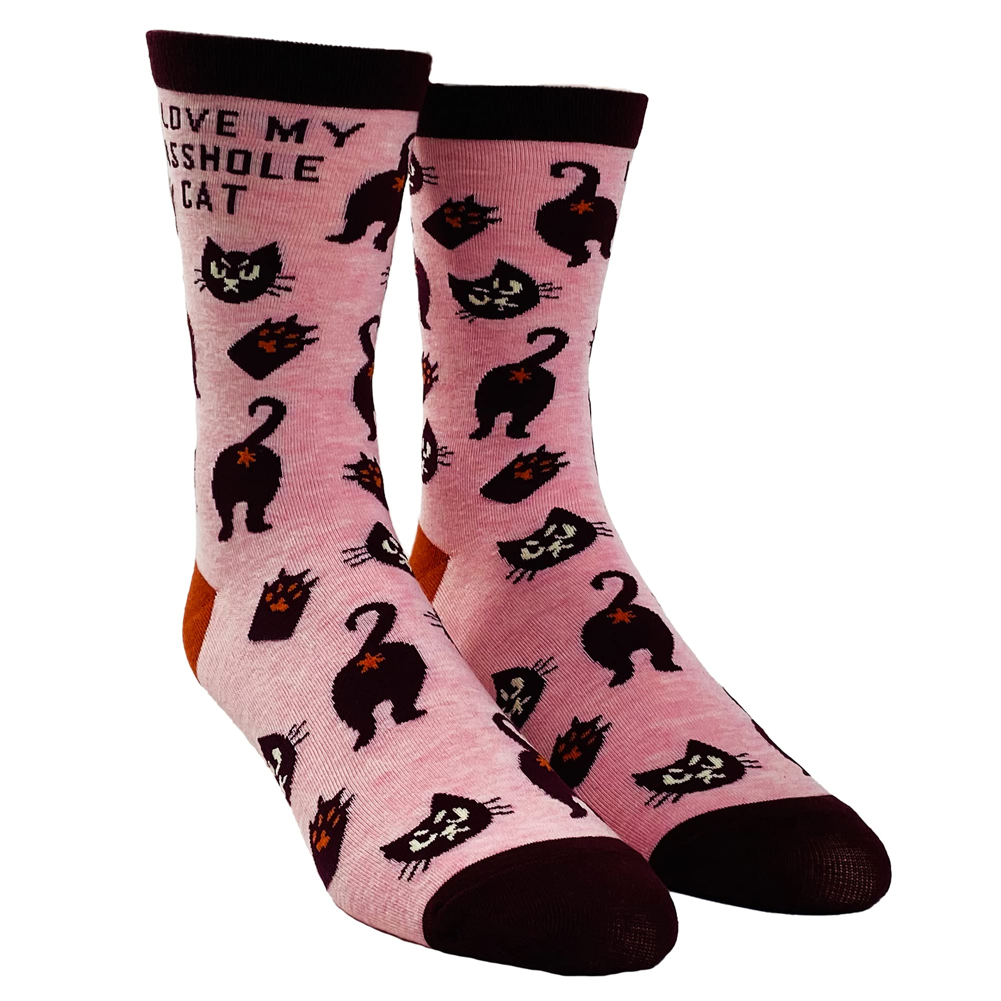 Funny Sarcastic Cat Socks for Women - Crazy Dog T-Shits I Love My Asshole Kitty Novelty Pet Lover Footwear | Perfect Gift for Cat Owners & Animal Lovers