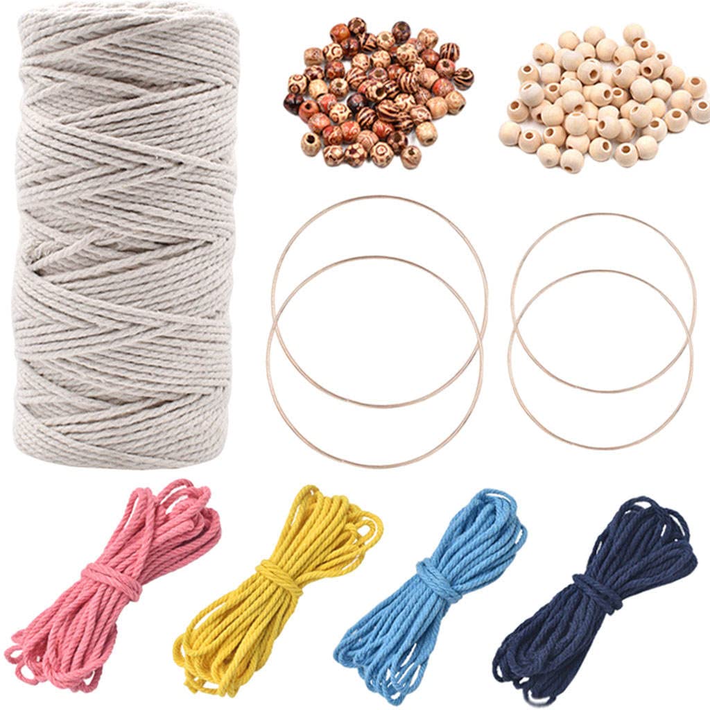 3mm Macrame Cord Kit - Soft Cotton Rope for DIY Crafts, Gift Wrapping & Home Decor | Handmade Plant Hangers, Wall Hangings & Beginner Macrame Projects (Natural, 50 Yards)