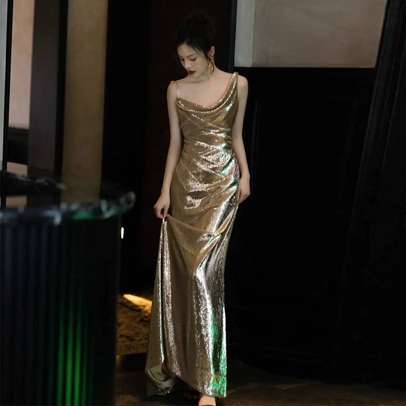 Sparkling Backless Mermaid Evening Gown - Elegant Sequin Prom Dress for Women | Perfect for Formal Events, Parties & Special Occasions