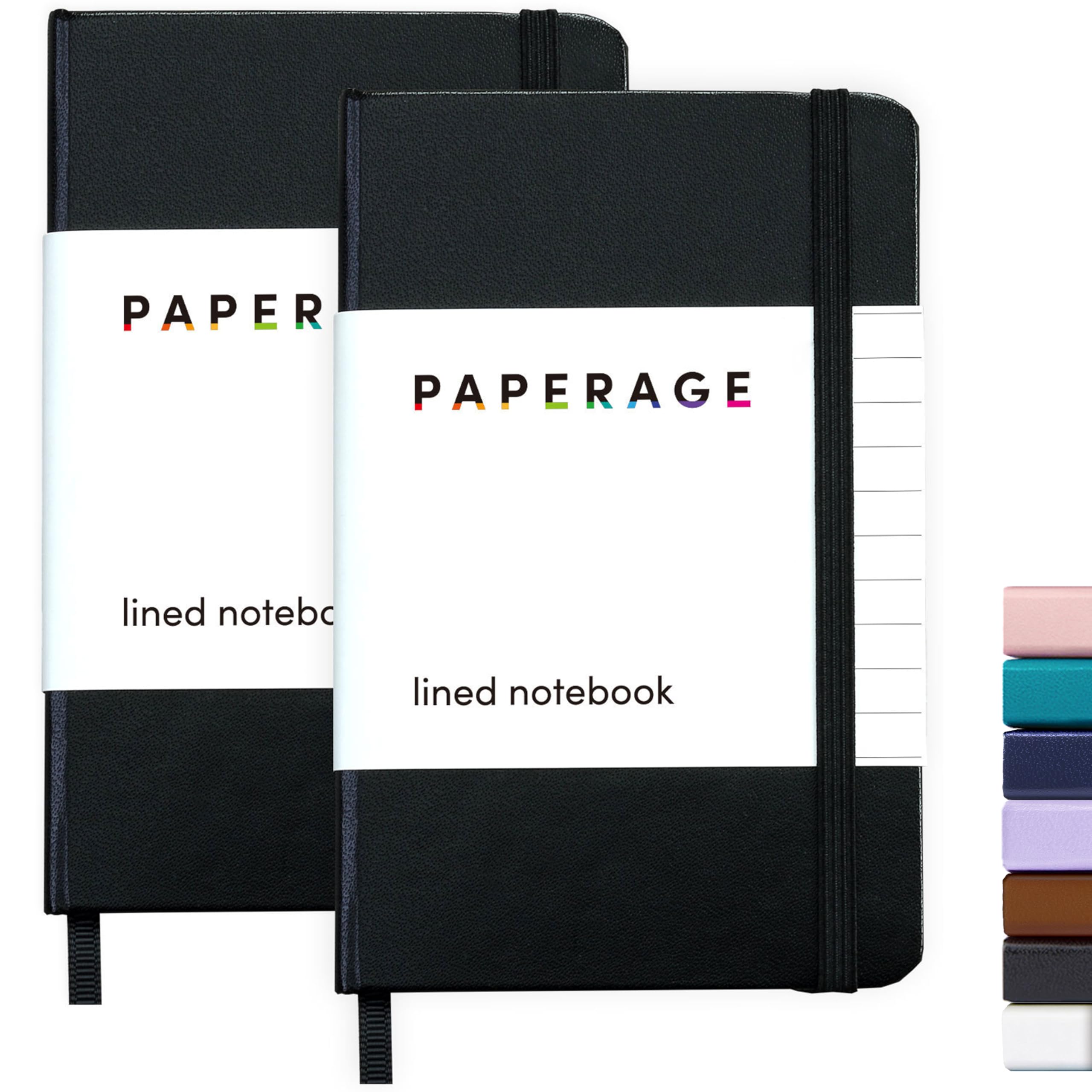 Premium PAPERAGE Lined Pocket Journal Notebook Set - 2 Pack (Black), 160 Pages Each, 3.6