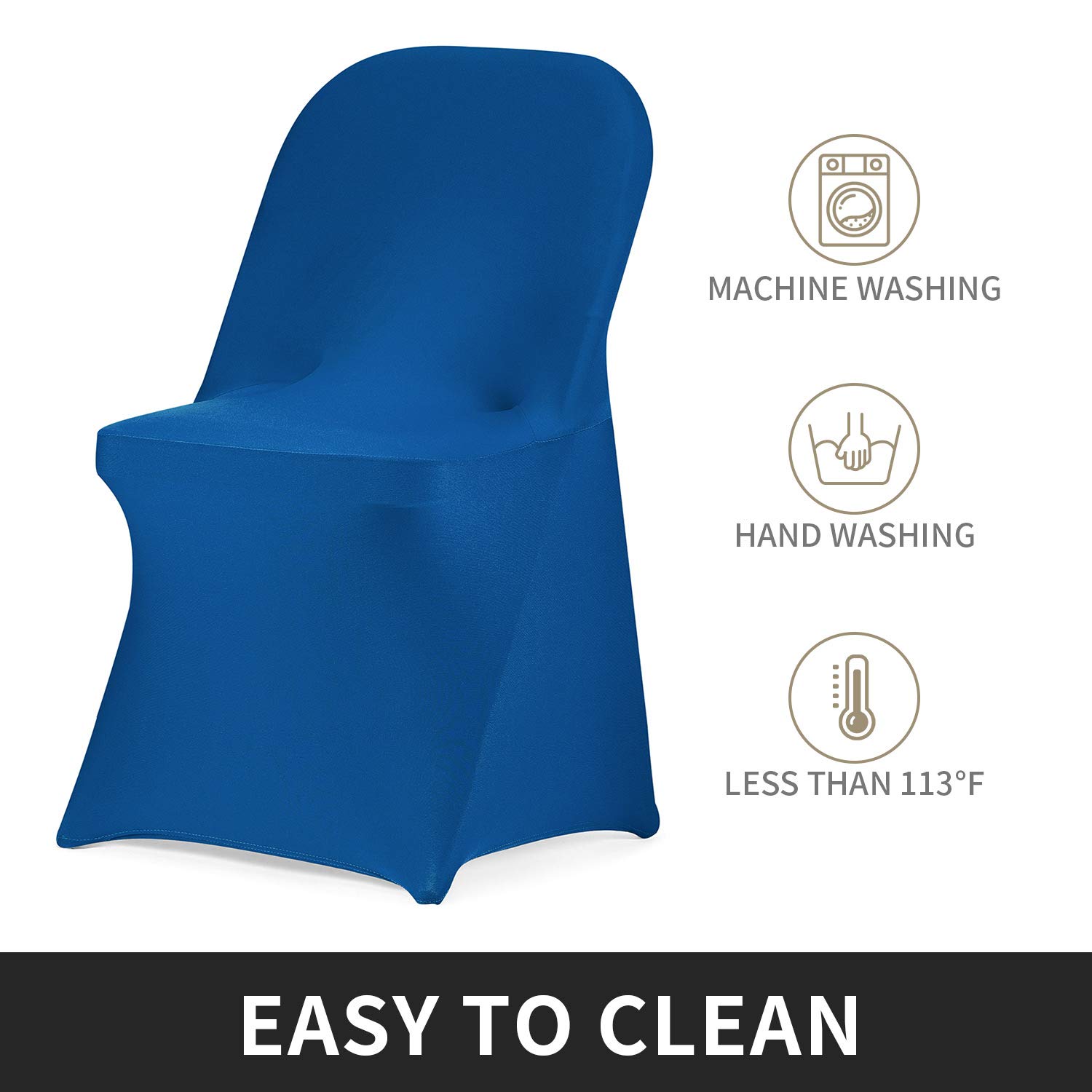 Peomeise Stretch Spandex Folding Chair Covers - 6 Pack Classic Blue Elastic Banquet Chair Slipcovers for Wedding, Party, Dining & Special Events - Perfect for Indoor & Outdoor Decorations