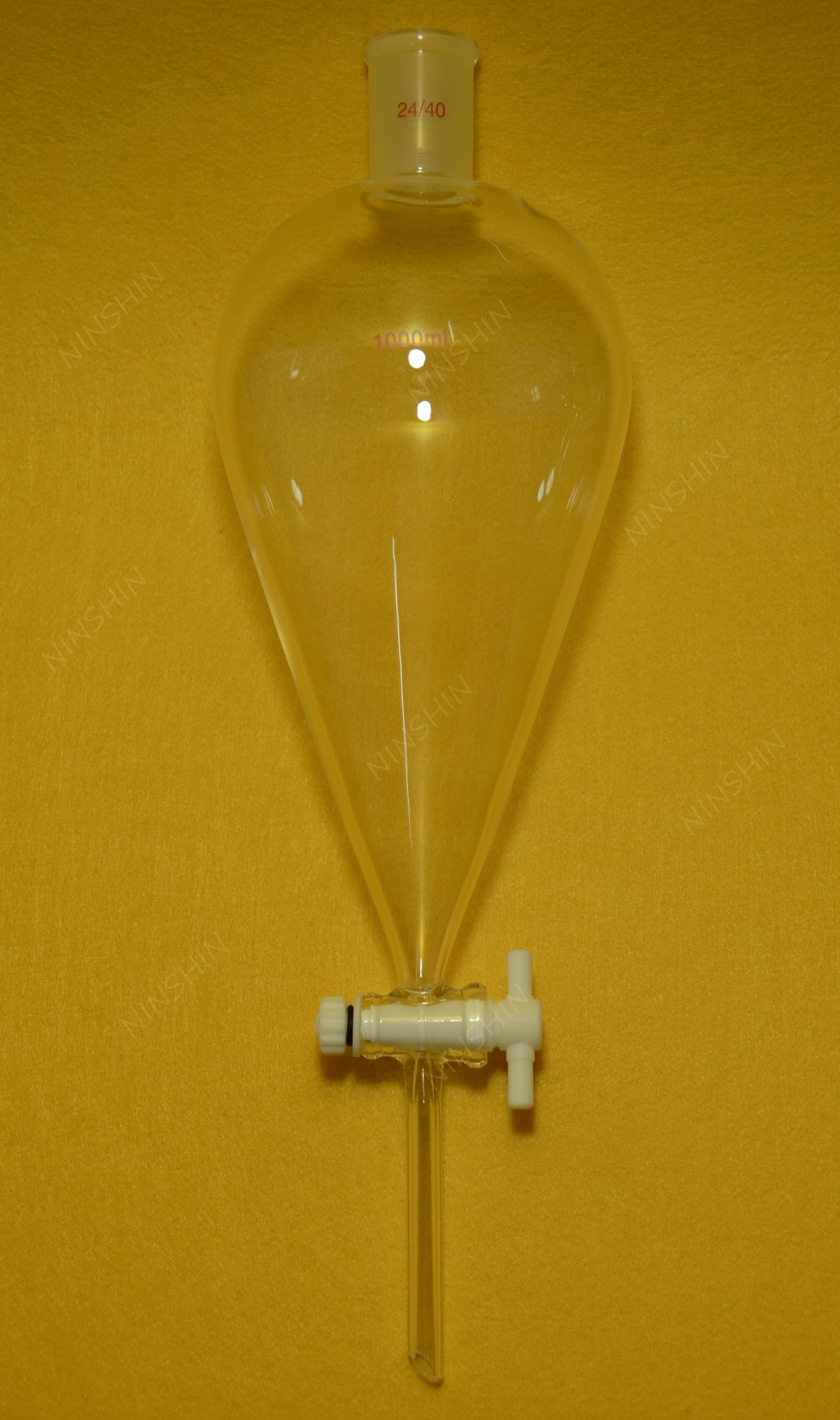24/40 1000ml Pear-Shaped Separatory Funnel with PTFE Stopcock - Premium Borosilicate Glassware for Chemical Lab Extraction & Liquid Separation