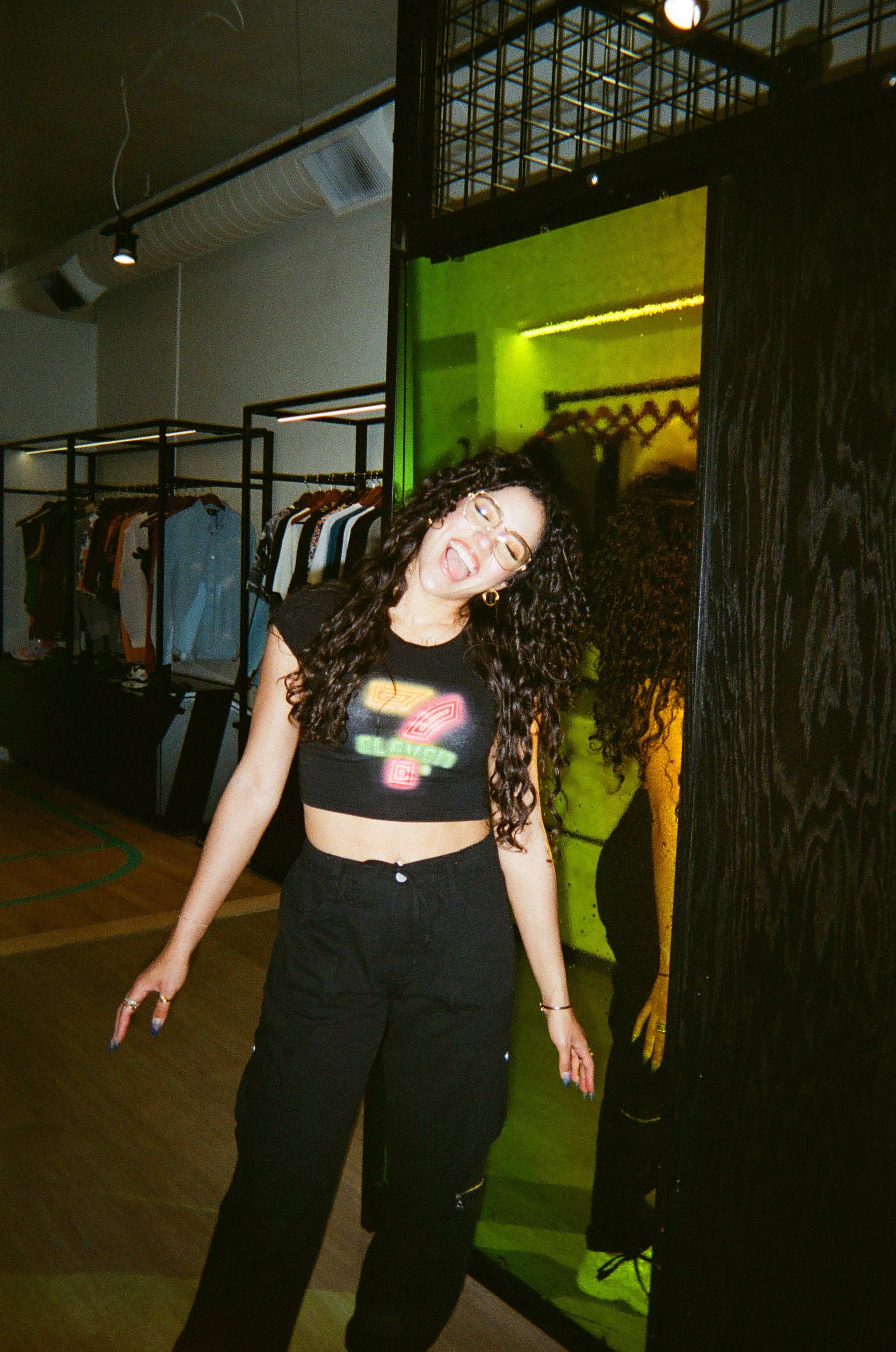 Neon Always Open Women's Baby Tee - Vintage Inspired Cropped T-Shirt for Casual Outfits & Streetwear | Perfect for Music Festivals, Parties & Everyday Wear