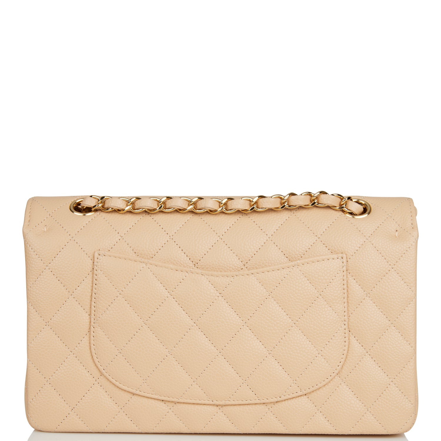 Chanel Medium Classic Double Flap Bag Beige Quilted Caviar Leather with Gold Hardware - Luxury Designer Handbag for Women, Perfect for Work, Parties & Special Occasions