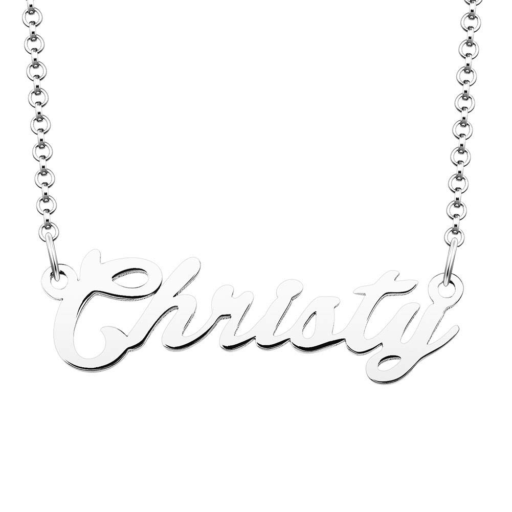 Custom Silver Plated Christy Name Necklace - Personalized Jewelry Gift for Women & Couples | Anniversary, Birthday & Valentine's Day Present