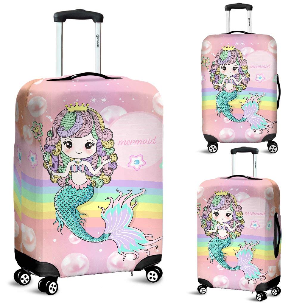 Personalized Mermaid Luggage Cover - Waterproof Suitcase Protector for Travel Accessories (Medium Size) - Perfect Gift for Beach Vacations & Cruise Trips