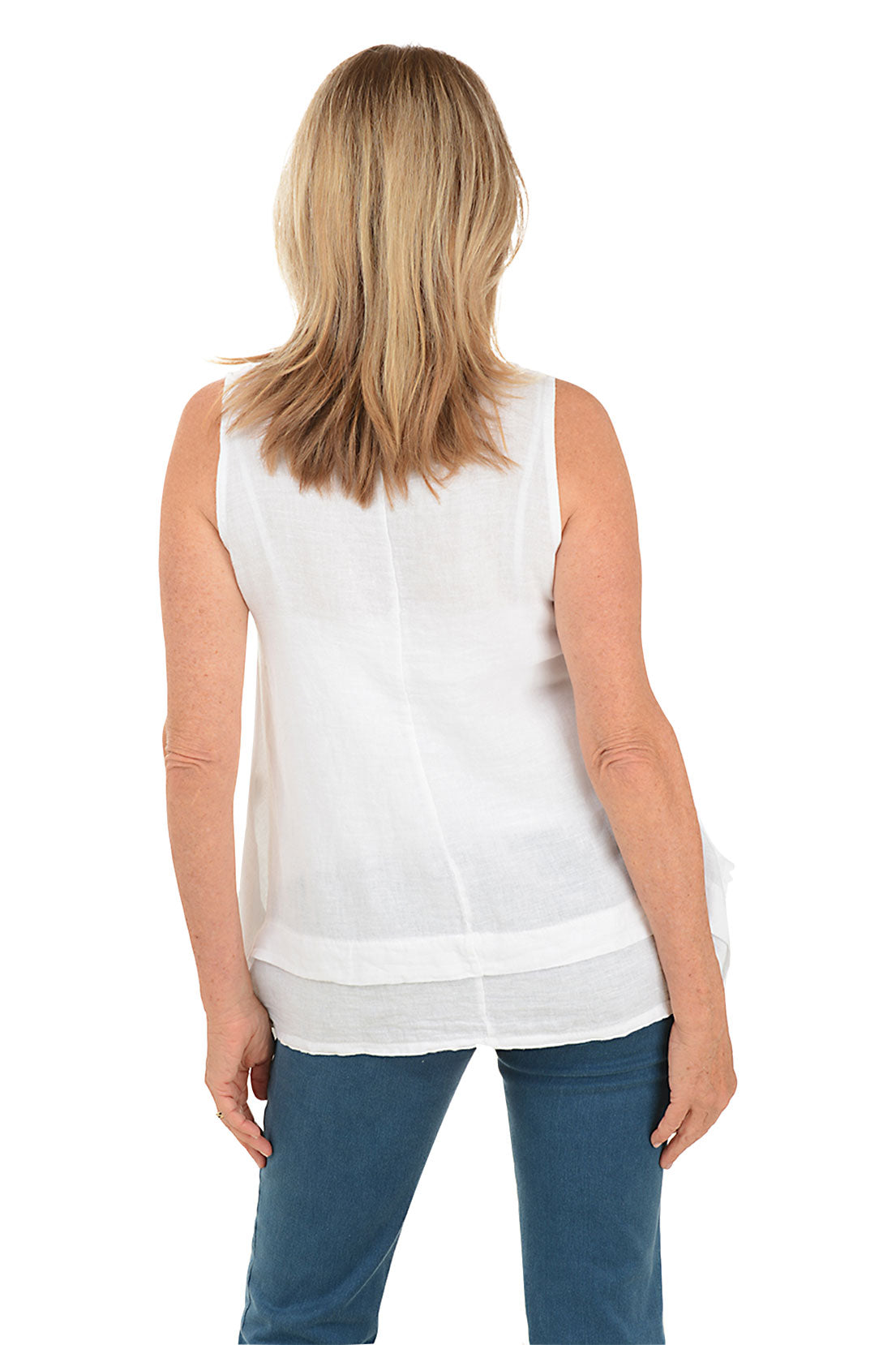 Linen Shark Bite Sleeveless Blouse for Women - Breathable Summer Top - Casual Beachwear & Boho Outfit Essential