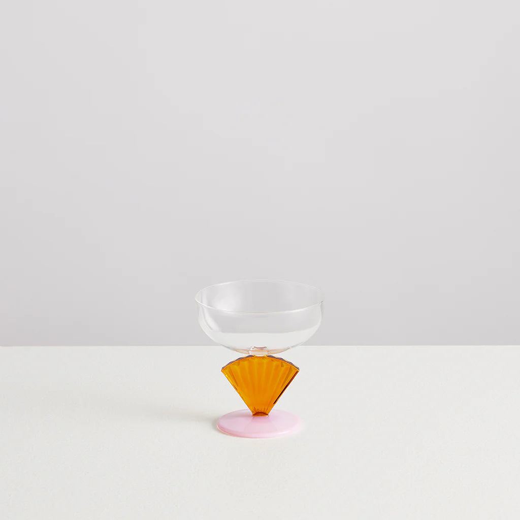 MAISON BALZAC Gelato Coupe Dessert Bowl Set - Opaque Pink, Amber & Clear Glass Bowls for Ice Cream, Pudding, Fruit | Elegant Serving Dishes for Parties, Weddings & Home Dining