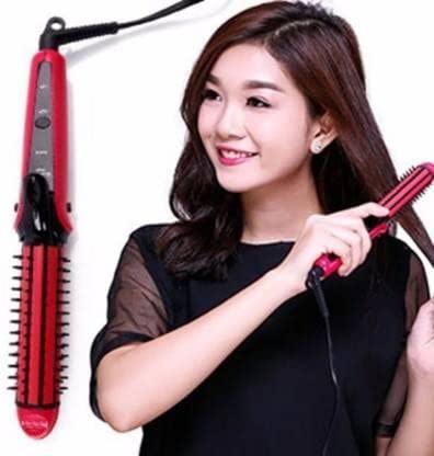 Ceramic Hair Curler for Women - Adjustable Temperature Styling Iron with Medium Pink Barrel for Wavy & Curly Hairstyles - Perfect for Home, Salon & Travel Use