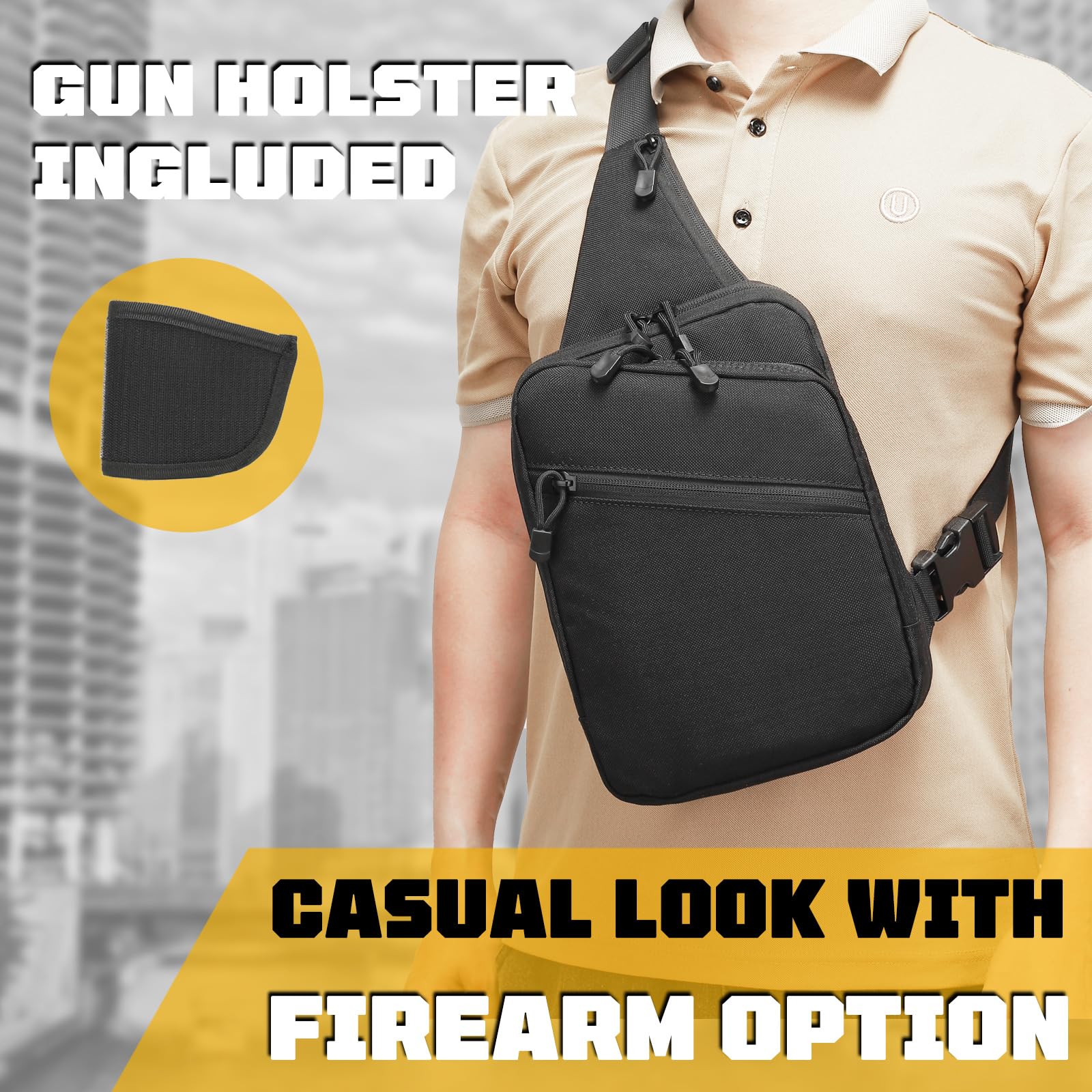 Men's Sling Bag - Durable Crossbody Shoulder Bag for EDC, Gun Concealment & Travel | Perfect for Outdoor Adventures, Commuting & Tactical Use