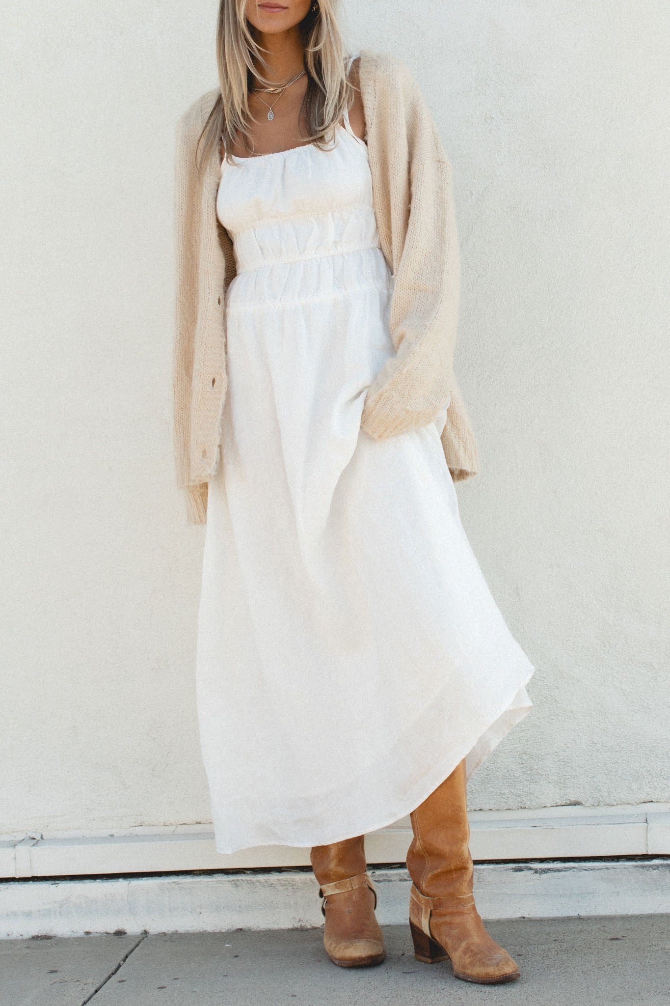 Harvest Linen Maxi Dress for Women - Flowy Bohemian Summer Beach Dress with Pockets | Perfect for Vacations, Weddings & Casual Outings