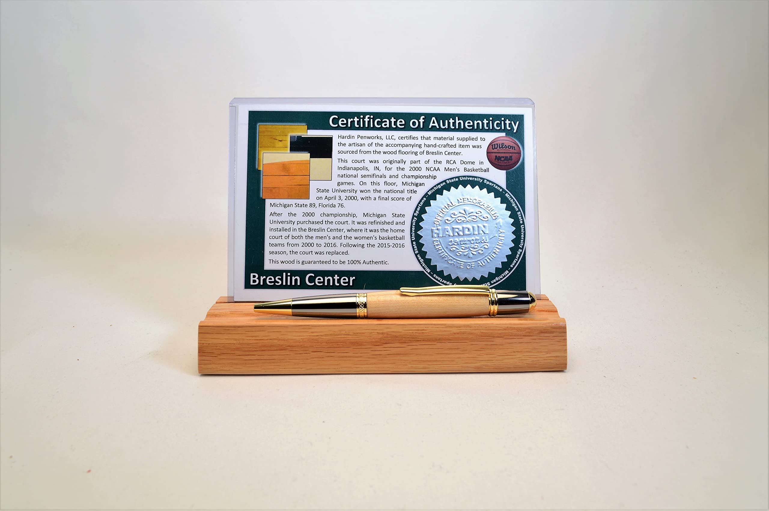 Breslin Center Twist Pen - Handcrafted Wooden Basketball Court Memorabilia - Unique Collectible Gift for Sports Fans - Perfect for Office, Home, or Game Day Souvenirs