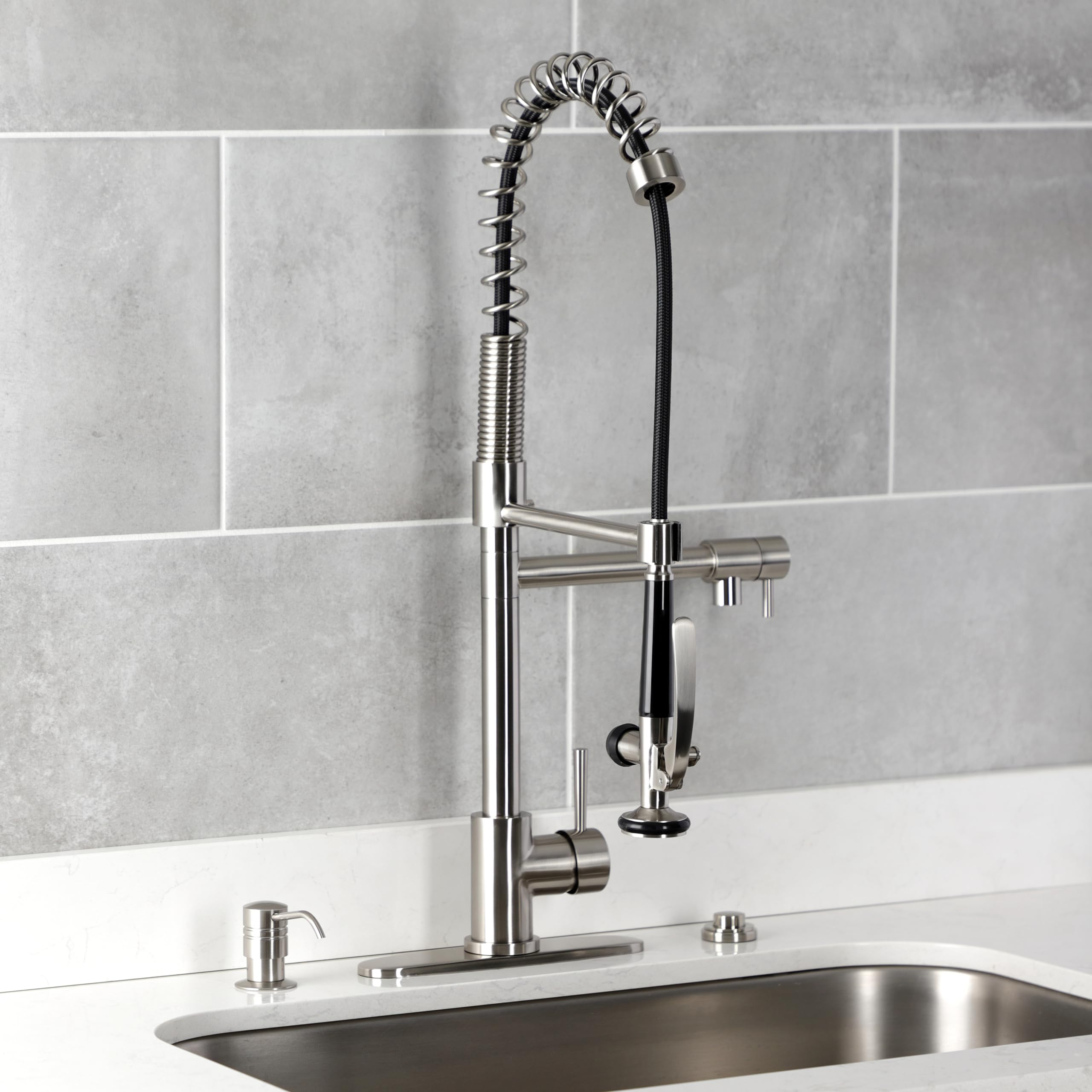 Kingston Brass KATSK218 Gourmetier Single Outlet Garbage Disposal Air Switch Kit in Brushed Nickel - Perfect for Kitchen Sink Waste Disposal Systems