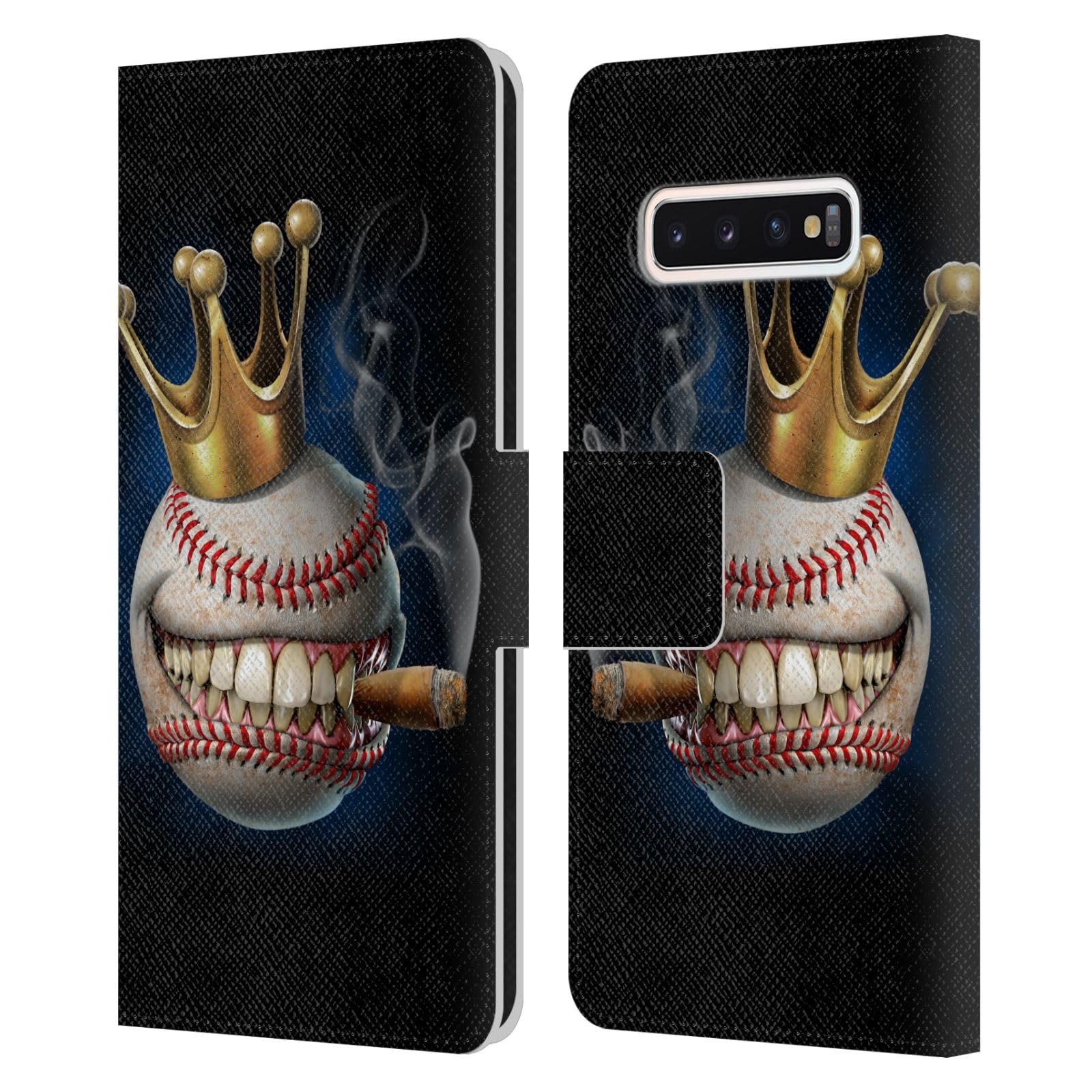Head Case Designs Officially Licensed Tom Wood King of Baseball Monsters Leather Book Wallet Case Cover for Samsung Galaxy S10 - Perfect for Baseball Fans & Daily Use