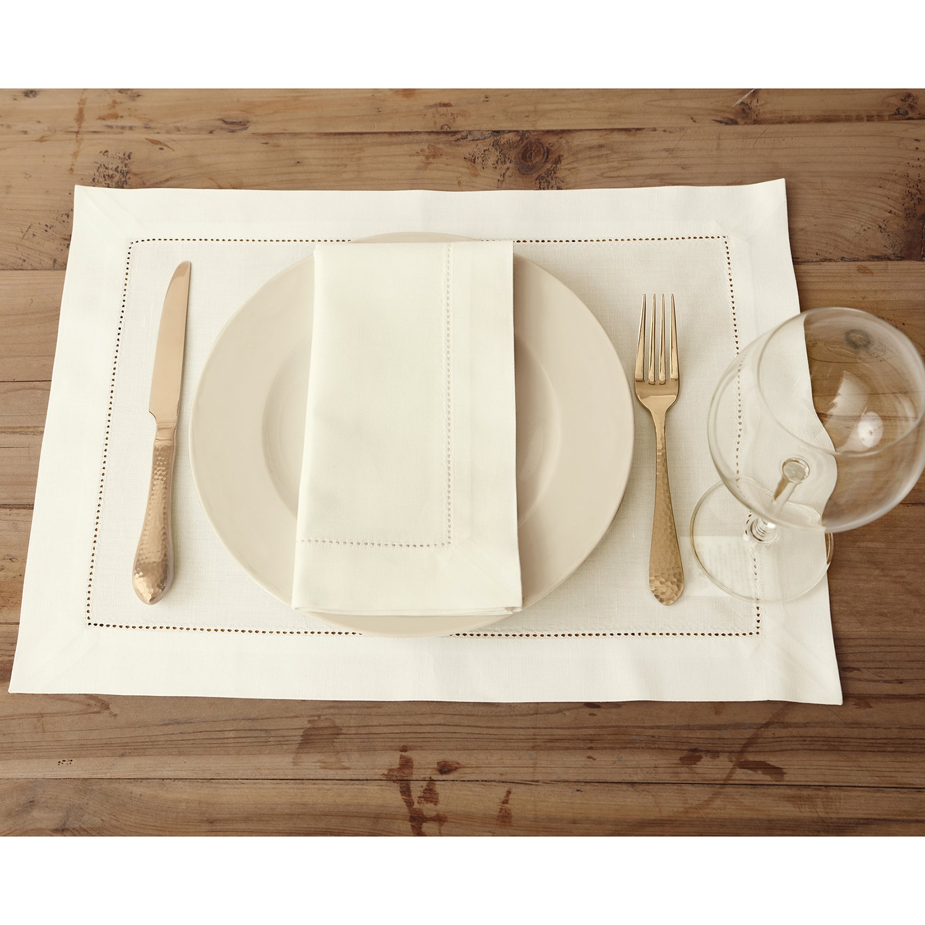 Premium Cotton Linen Hemstitch Napkins Set of 4 - Eco-Friendly Dinner Napkins for Formal Dining, Wedding, and Holiday Table Decor