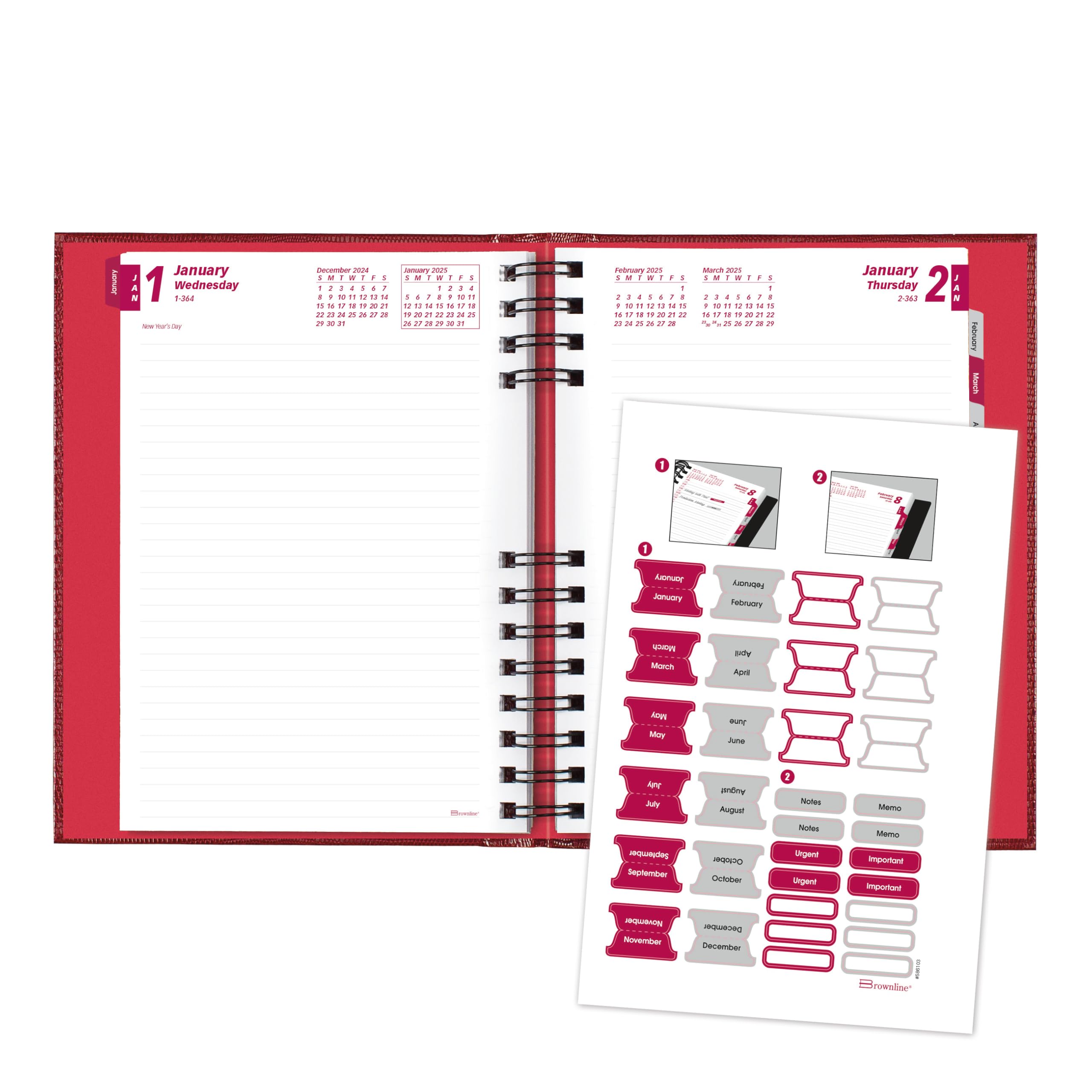 Brownline® 2025 CoilPro™ Daily & Monthly Planner - Undated 12-Month Organizer (January-December) with Twin-Wire Binding, 8.25