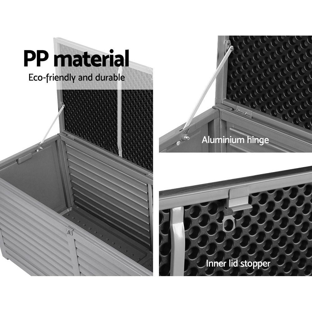 Gardeon 490L Outdoor Storage Box with Lock - Waterproof Garden Bench for Tools, Toys & Patio Furniture - Ideal for Backyard, Deck & Garage Organization (Black)