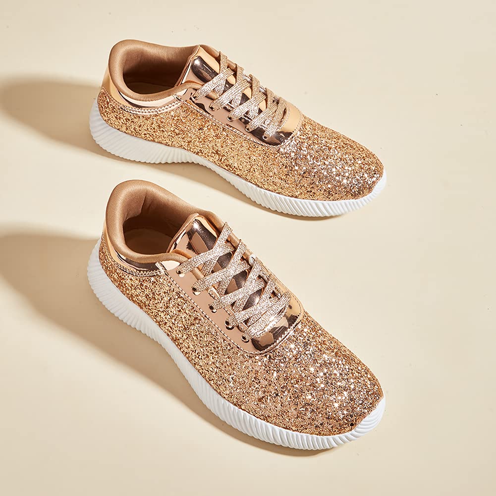 BELOS Women's Glitter Sneakers - Sparkly Lightweight Metallic Sequins Athletic Shoes for Running, Walking, Gym & Casual Wear