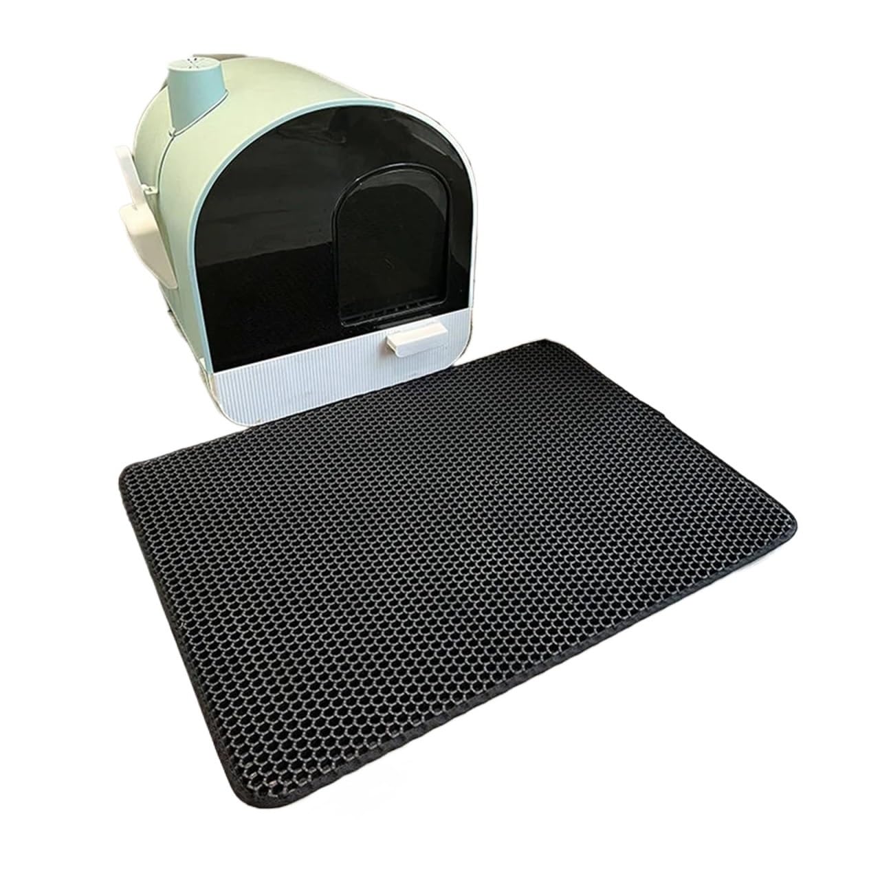 Premium Double Layer Cat Litter Mat - Waterproof & Non-Slip Cat Toilet Rug for Litter Box - 40x50cm Black Tray Sandbox Accessories - Perfect for Home, Apartment & Multi-Cat Households