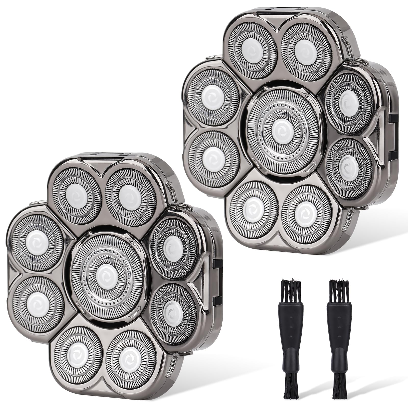 9D Electric Shaver Replacement Heads for Men - 9 Blades Universal Razor Heads Compatible with Most Electric Shavers, 2 Pack - Perfect for Travel, Home & Daily Grooming