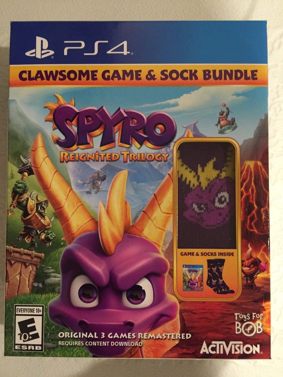 Spyro Reignited Trilogy Game & Socks Bundle for PlayStation 4 - Classic Adventure Video Game with Collectible Socks - Perfect Gift for Gamers & Spyro Fans