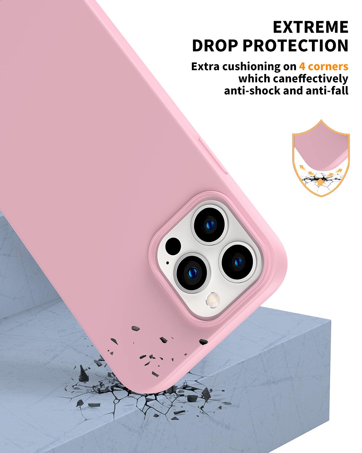 Premium Ultra Slim Shockproof Silicone Case for iPhone 13 Pro Max (6.7 Inch) - Soft Anti-Scratch Microfiber Lining with Enhanced Camera Protection - Perfect for Daily Use, Travel & Outdoor Activities (Pink)