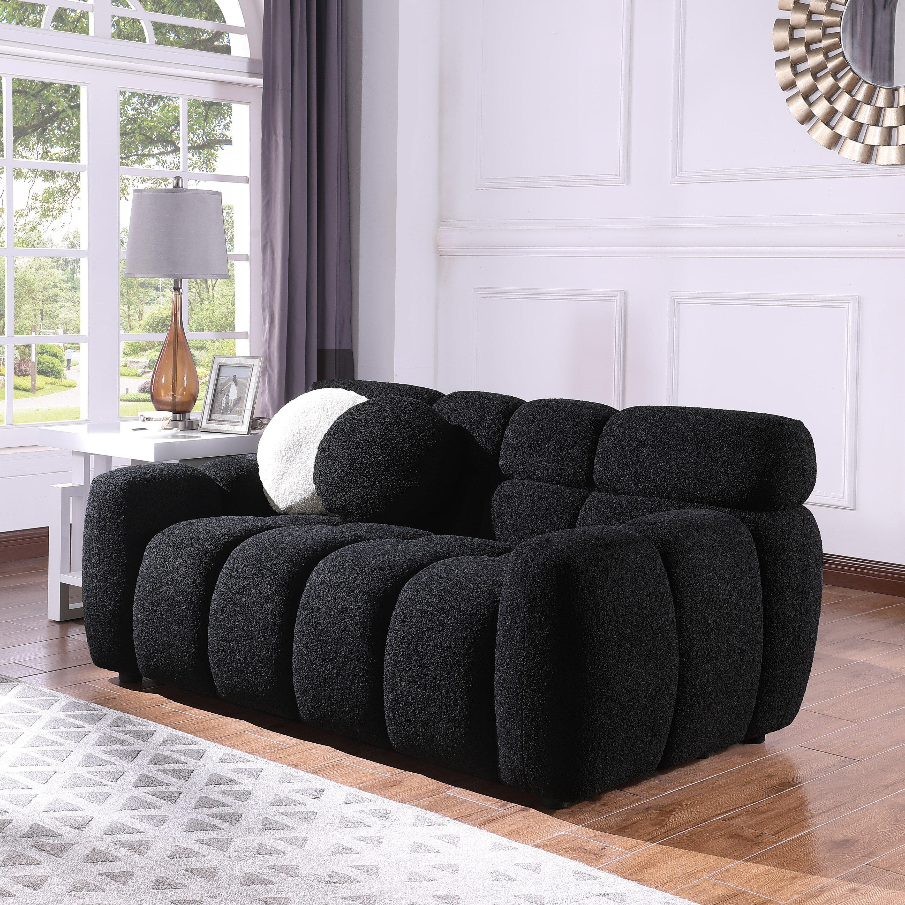 Luxury Beige Boucle 3-Seater Sofa - Marshmallow Cloud Design with Ultra Plush Cushions for Small Living Rooms & Apartments | Perfect for Cozy Movie Nights & Modern Home Decor