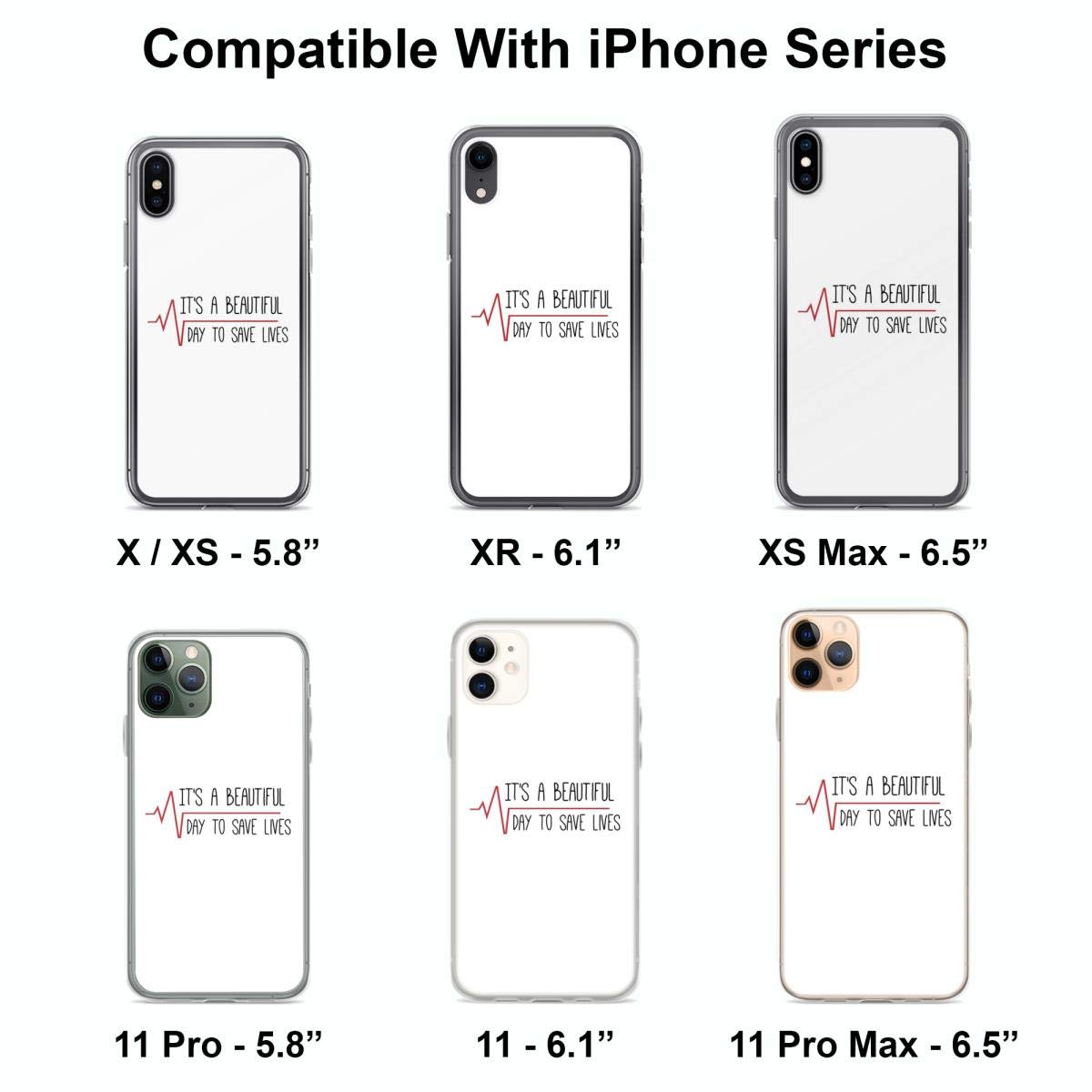 Inspiring 'It's a Beautiful Day to Save Lives' Grey's Anatomy Quote iPhone Case | Slim & Durable Cover for iPhone 6/7/8/X/11/12/13/14/15 | Wireless Charging Compatible | Shockproof Clear Medical-Themed Case for Doctors & Nurses | Perfect Gift for Healthcare Workers & Grey's Anatomy Fans