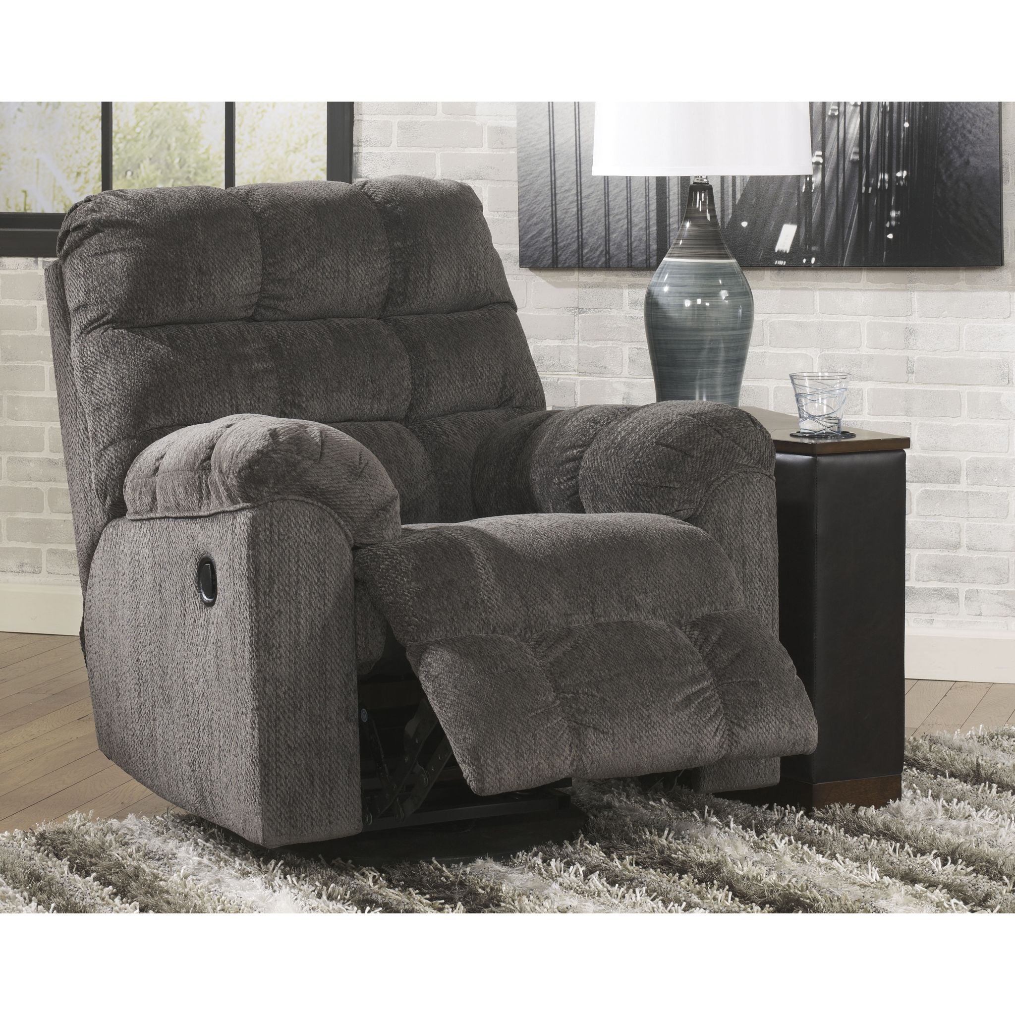Acieona Swivel Rocker Recliner Chair - 360° Swivel, Power Lift, Padded Armrests, Slate Gray Fabric - Perfect for Living Room, Home Theater & Elderly Comfort