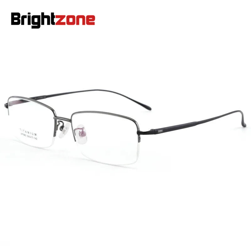 Brightzone Unisex Semi-Rim Square Titanium Eyeglasses 71206 - Lightweight Durable Frames for Work, Reading & Everyday Wear