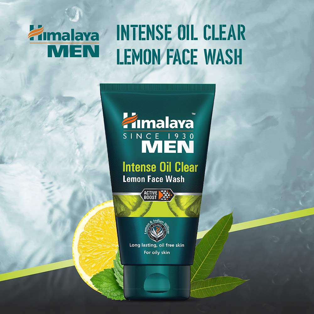 Himalaya MEN Intense Oil Clear Lemon Face Wash for Oily Skin - 50ml | Deep Cleansing, Acne Control & Oil-Free Skin | Perfect for Daily Face Wash Routine & Men's Skincare Regimen