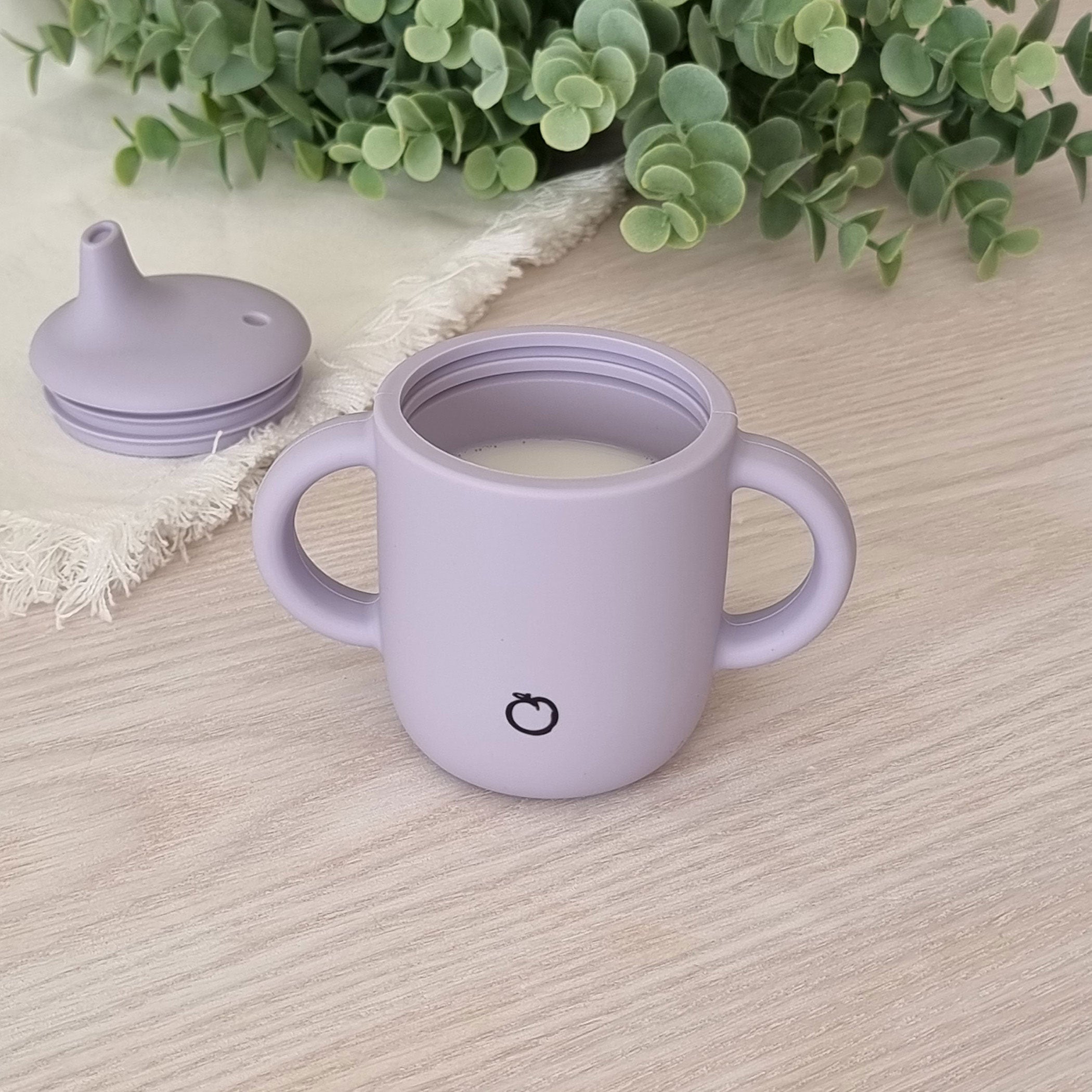 Plum Silicone Sippy Cup for Toddlers - BPA-Free, Leak-Proof, Soft Spout - Smokey Lilac Color - Ideal for Travel, Daycare & Learning to Drink Independently