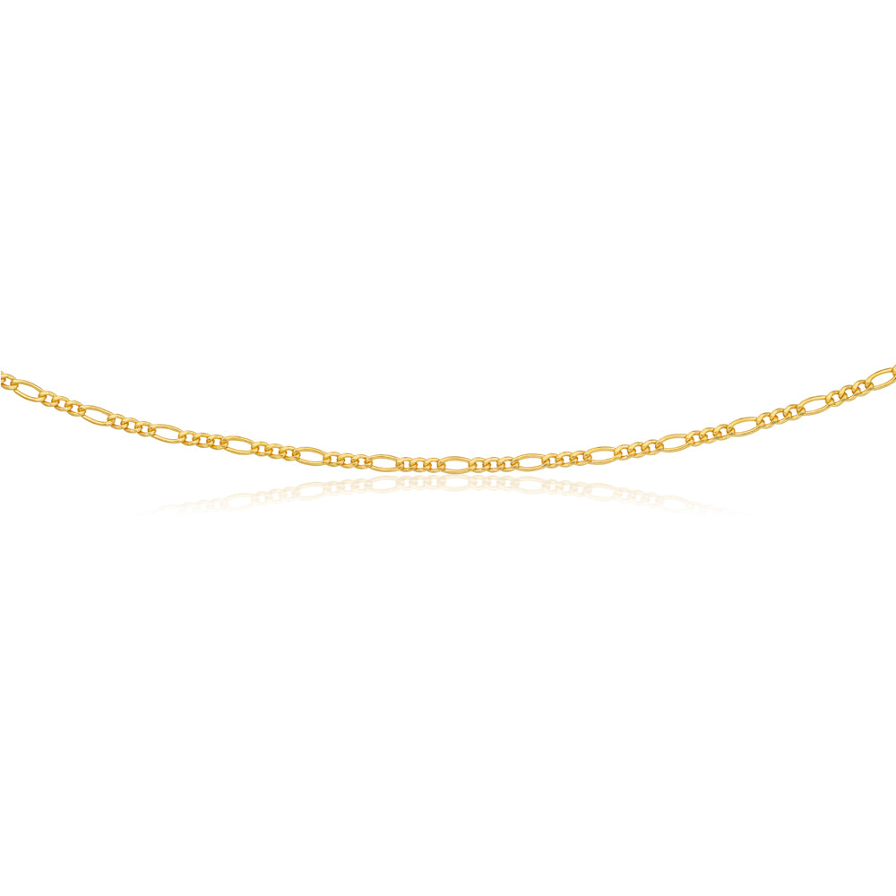 9ct Gold Filled Figaro Chain Necklace - 50cm Length, 80 Gauge - Elegant Jewelry for Women & Men - Perfect for Daily Wear, Gifts & Special Occasions