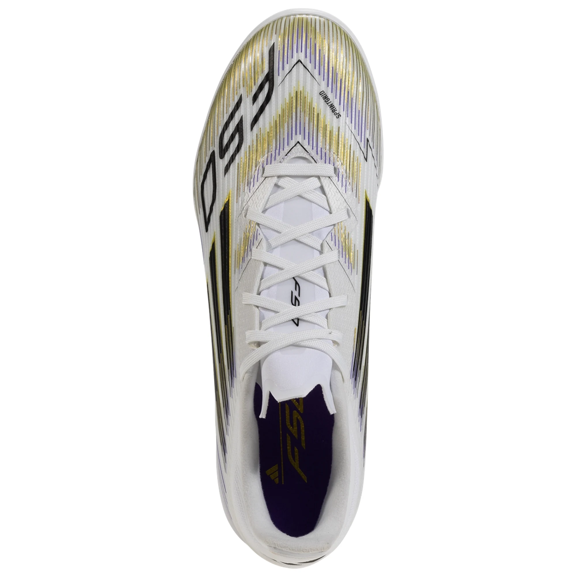 Adidas F50 League Turf Soccer Cleats - White/Black/Metallic Gold - Men's Artificial Grass Football Shoes for Training & Matches