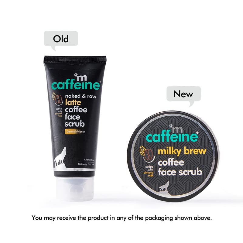 **mCaffeine Milk & Coffee Moisturizing Face Scrub – Gentle Exfoliation & Tan Removal with Shea Butter & Almond Milk – Fresh & Glowing Skin for Women & Men – All Skin Types – Perfect for Daily Skincare & Post-Sun Care**