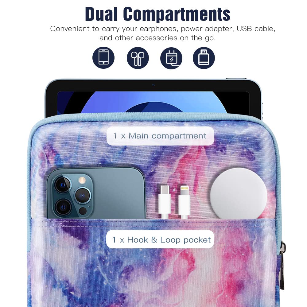 TiMOVO 9-11 Inch Tablet Case with Handle - Compatible with iPad Air 11 (2024), iPad Pro 11 (2024), iPad 10.2 (2019-2021), iPad 10th Gen (2022), iPad Air 5/4 10.9, Samsung Galaxy Tab S9 (2023) | Protective Sleeve Bag for Travel, School & Work - Dream Clouds Design