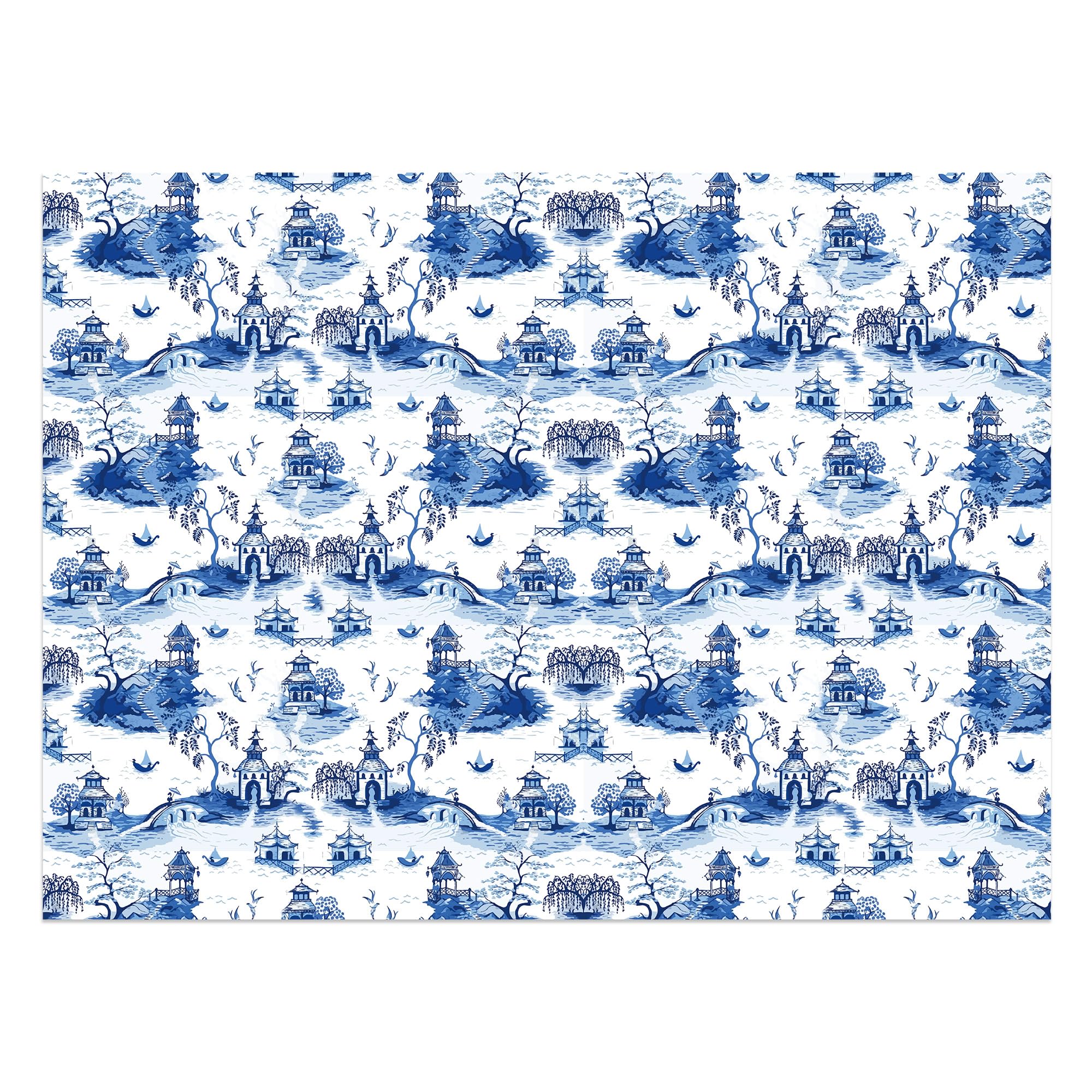 Bolsome 12 Sheets 27x20 Inch Blue White Peony Porcelain Chinoiserie Wrapping Paper - Oriental Aesthetic Gift Wrap for Birthday, Wedding, Bridal Shower, DIY Crafts | Perfect for Gift Packaging, Scrapbooking, and Home Decor